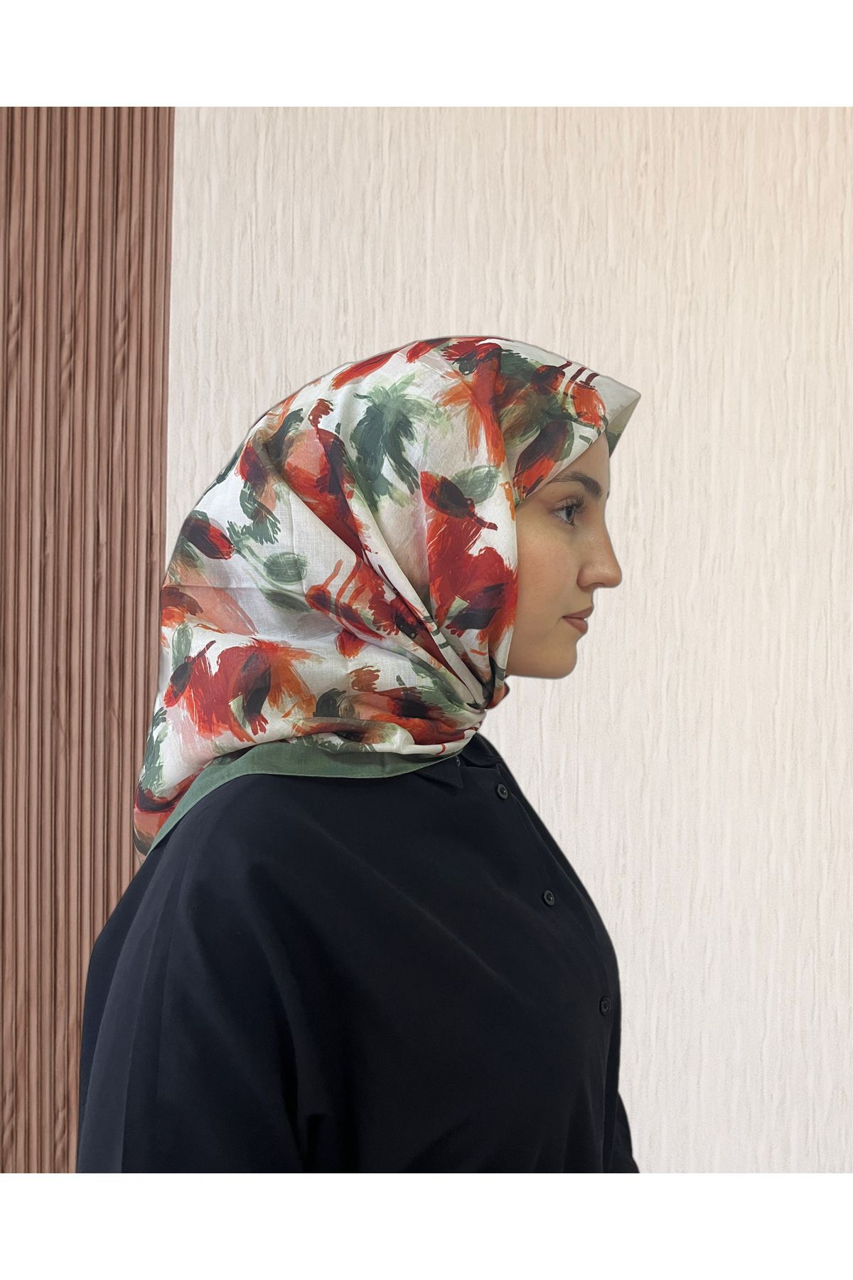 SarQa Scarft Yaprak Desenli Eşarp