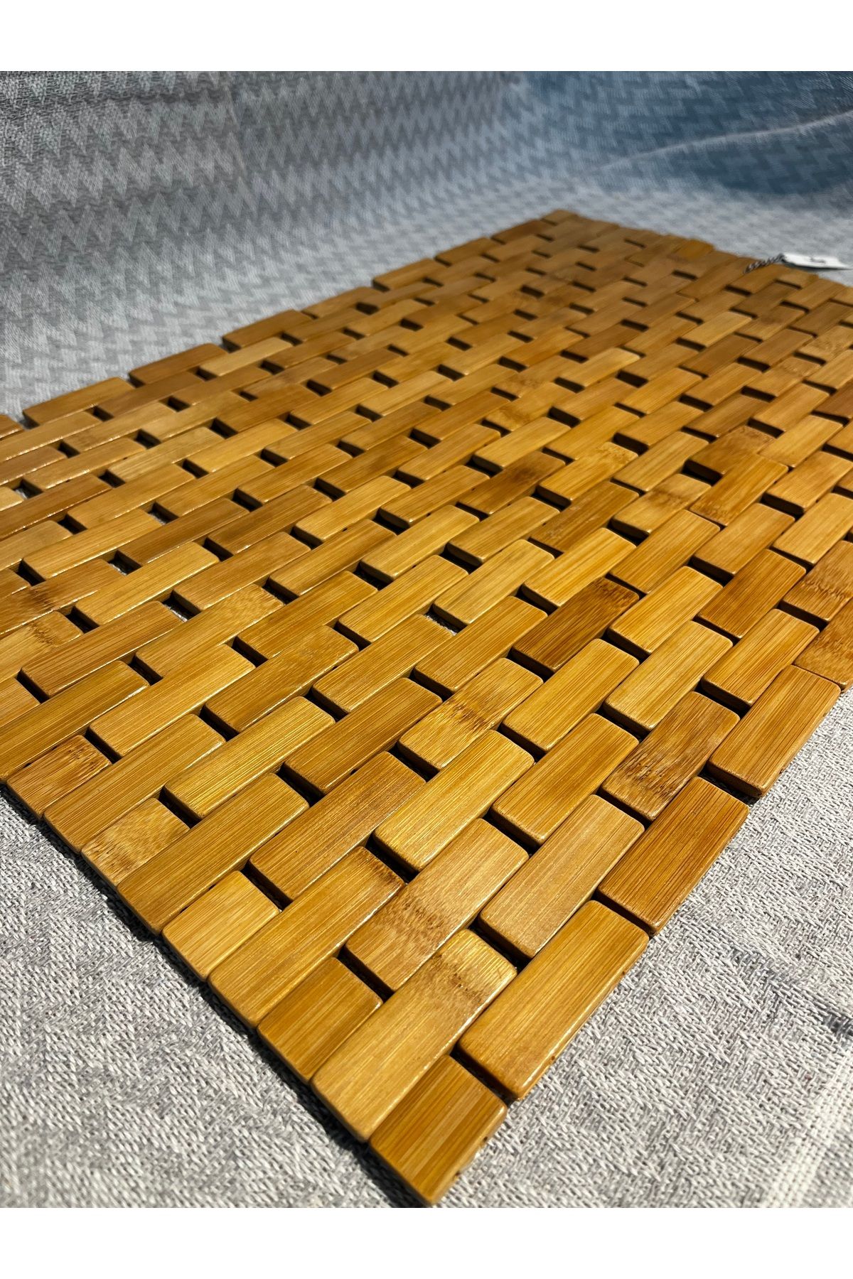 Bambu Doğal Bambu Paspas 61x41cm | Kaymaz Tabanlı | Şık ve Dayanıklı | Banyo ve Mutfak Kullanımı