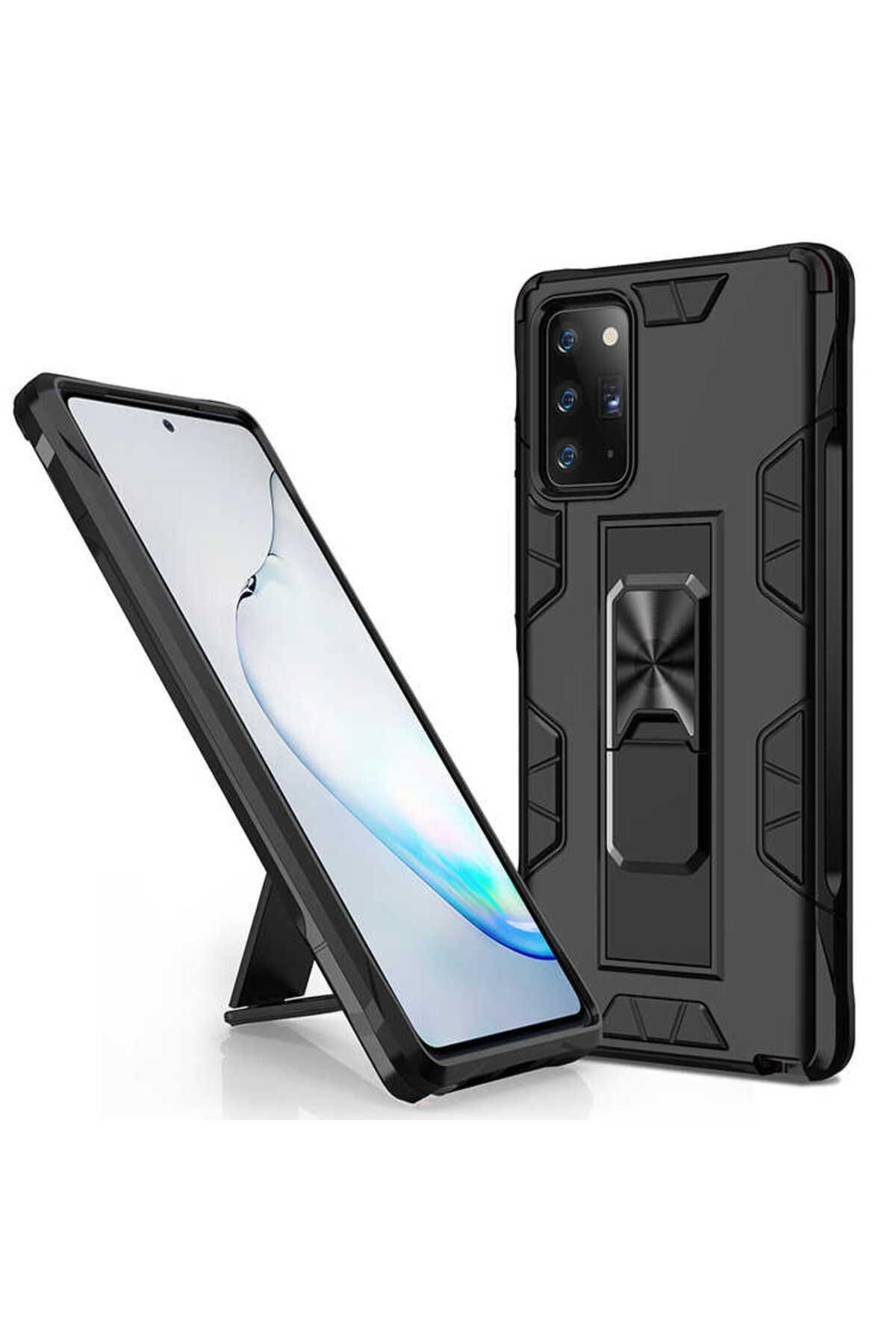 halkhouse Galaxy Note 20 Kılıf Zırhlı Tank Korumalı Standlı Sert Silikon Volve Kapak