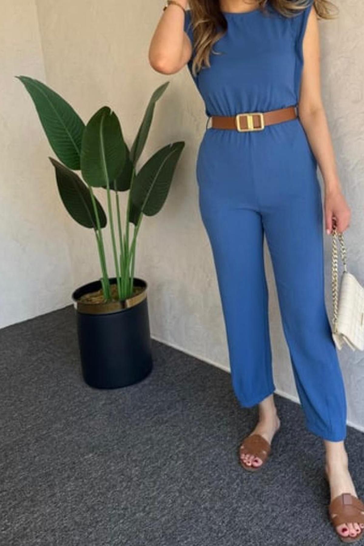 Derya butik Mavi Kemerli Tulum