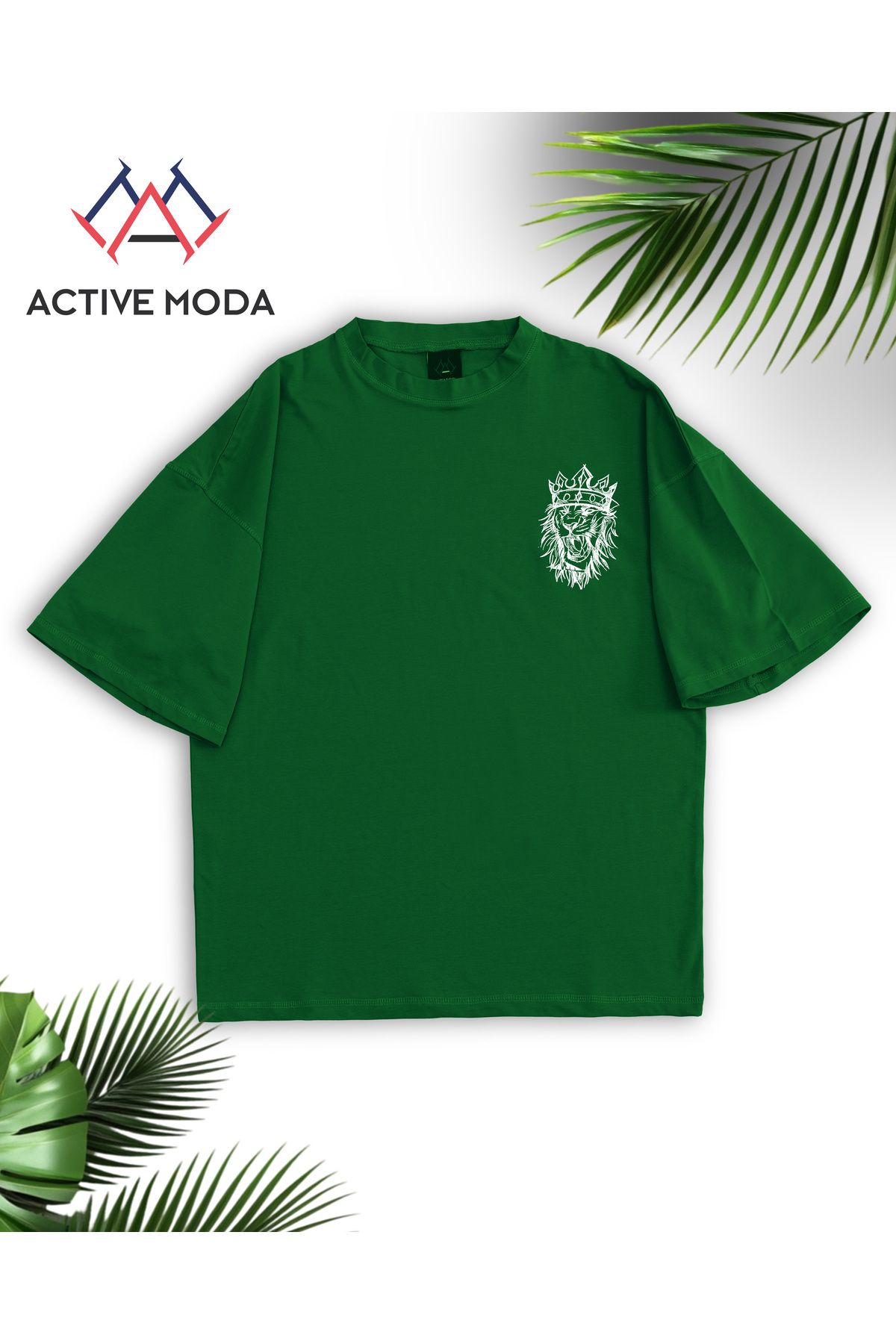 ACTIVE MODA - ERKEK KISA KOLLU TSHIRT BASKILI PAMUKLU OVERSİZE
