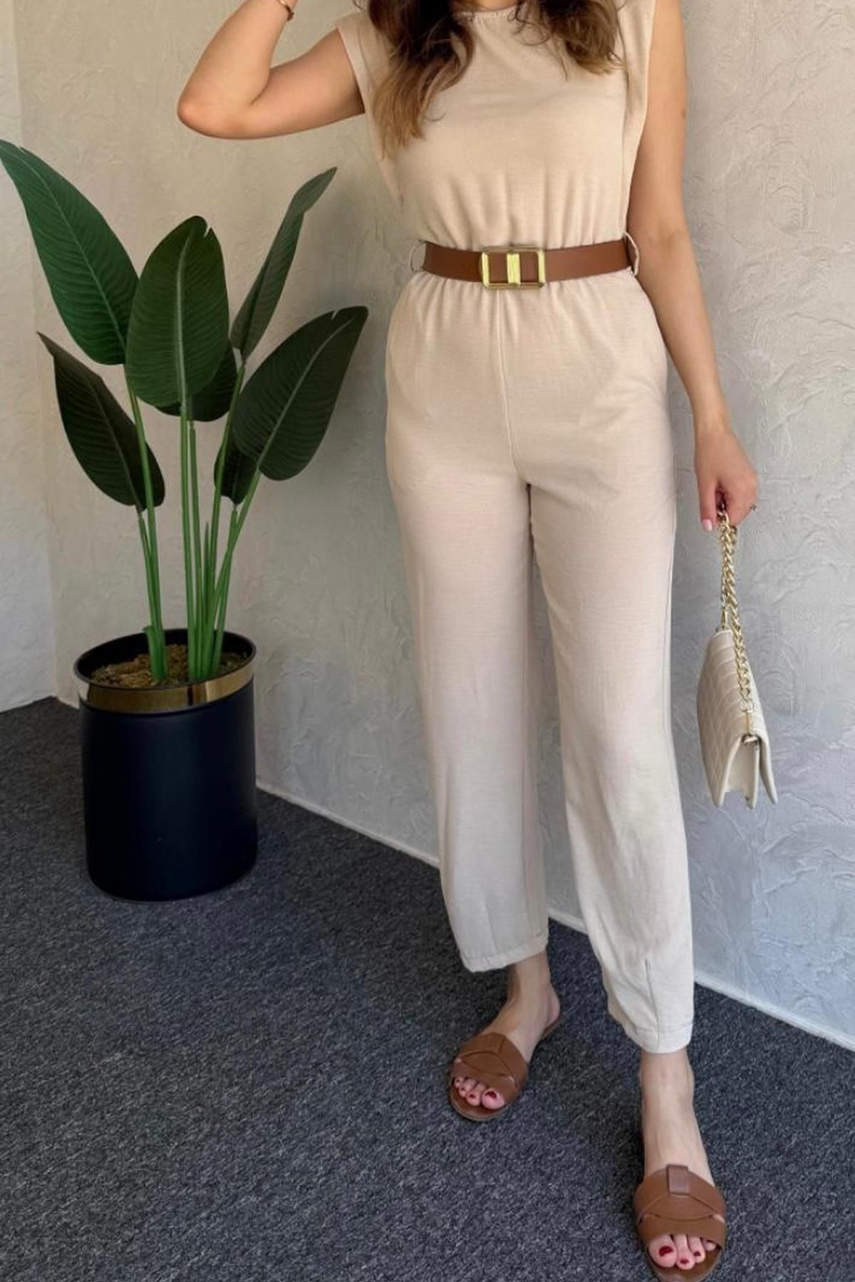 Derya butik Bej Kemerli Tulum