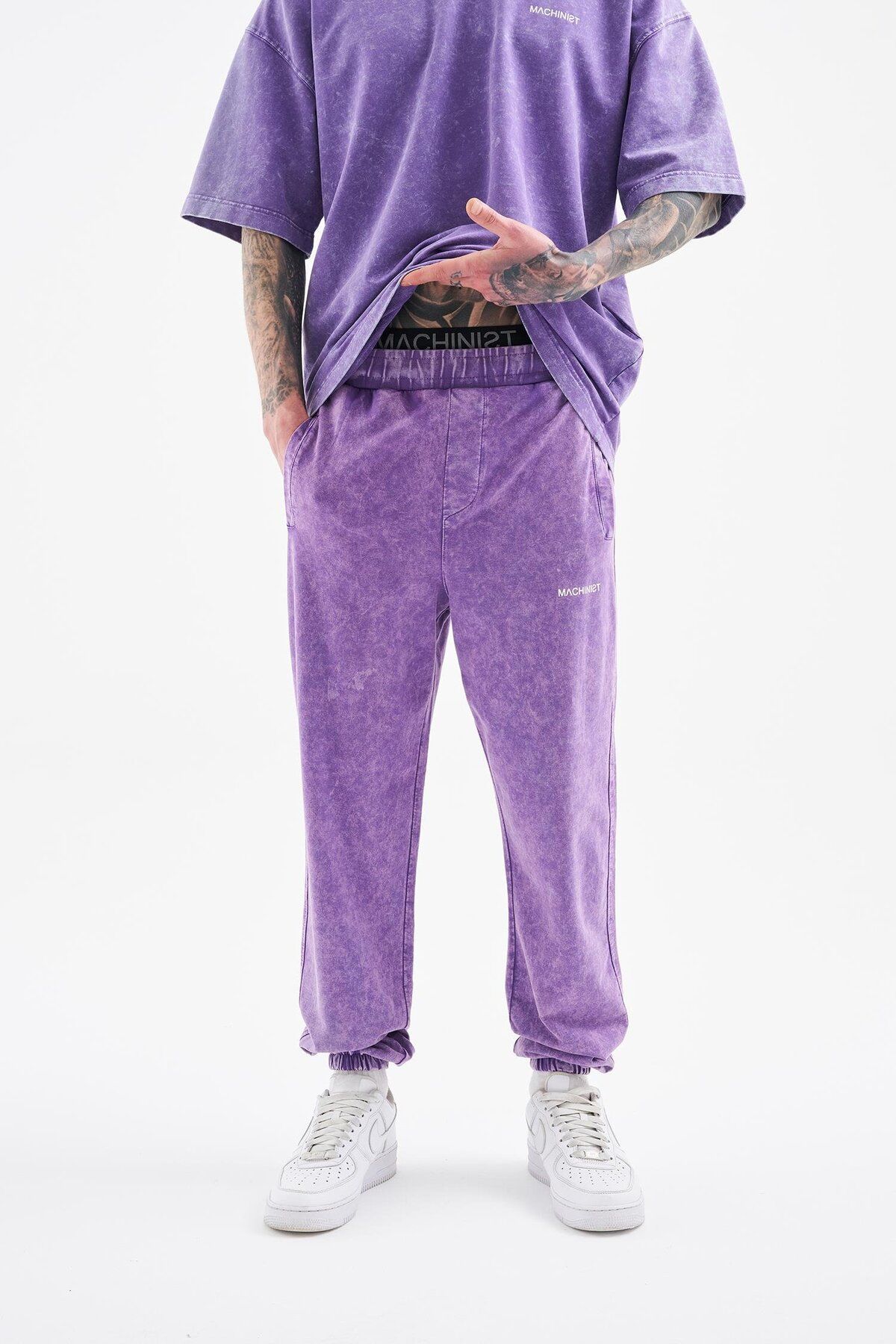 Machinist Erkek Relaxed Yıkamalı New Purple Spotted Eşofman Altı