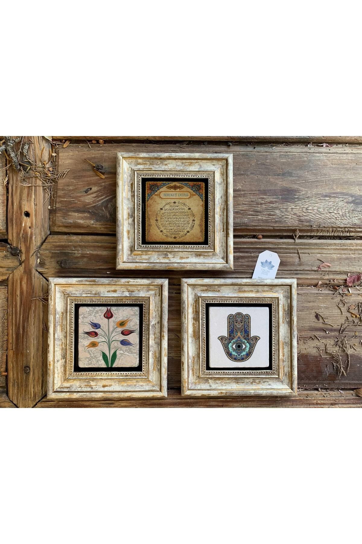 Elioure Ebruli taş duvar dekoru 20x20 cm 3'lü set, güzel ve şık tasarım