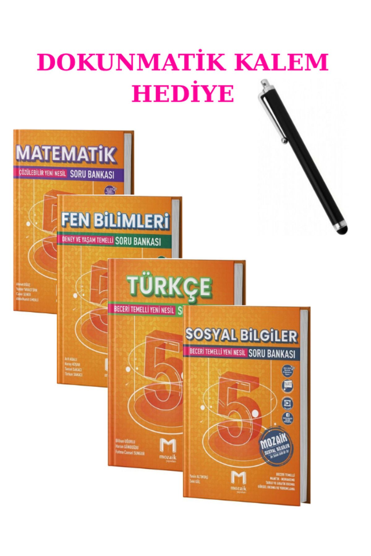 Marsis Yayınları Mozaik Yayınları 5. Sınıf Matematik+Fen+Türkçe+Sosyal Soru Bankası 4'LÜ SETİ + DOKUNMATİK KALEM