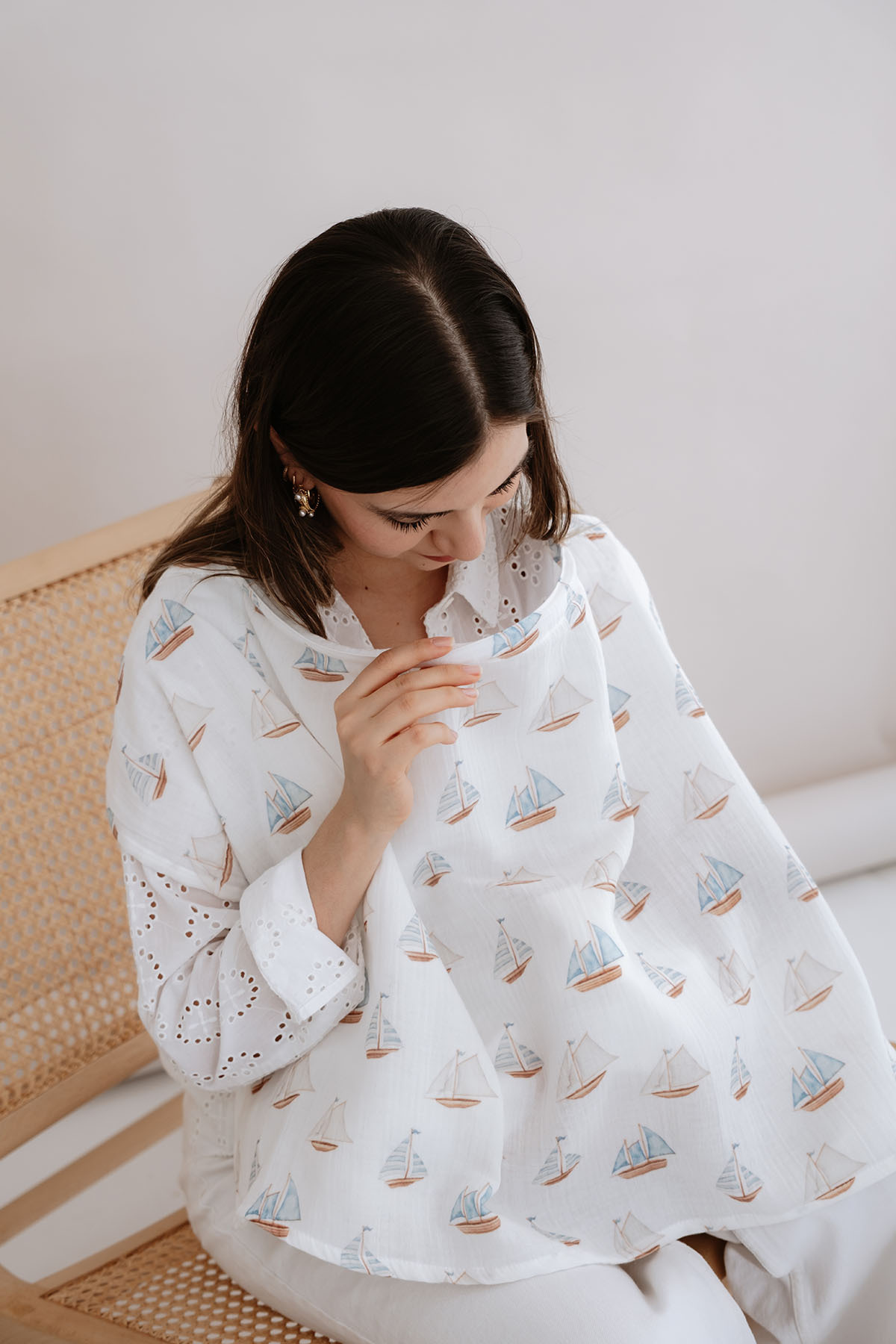 Tuğba Kuğu Müslin Emzirme Örtüsü - Pureline Series - Sail Boats fotoğrafı 5 (önizleme)