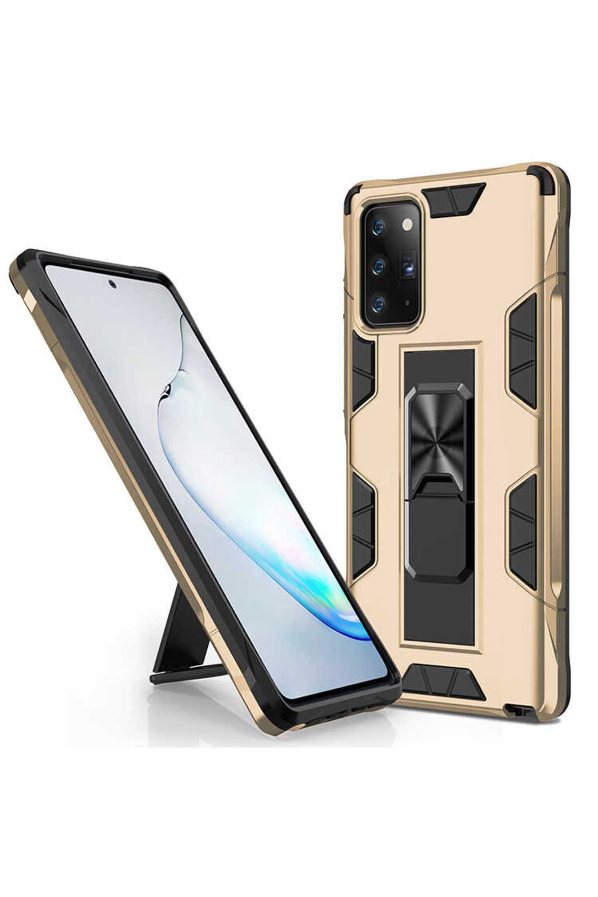 halkhouse Galaxy Note 20 Kılıf Zırhlı Tank Korumalı Standlı Sert Silikon Volve Kapak