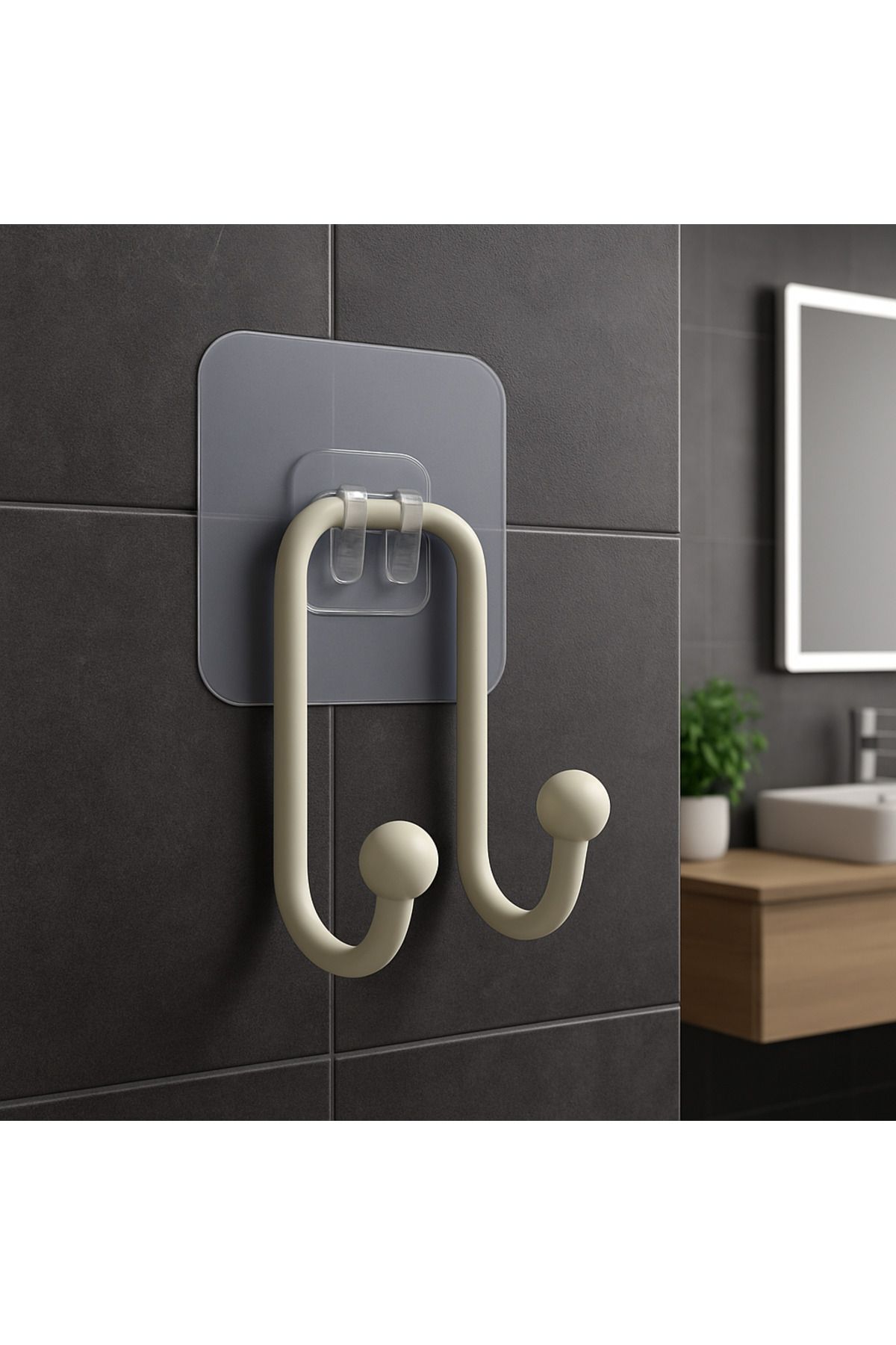 Grassi Yapışkanlı 2 Adet Çift Kancalı Banyo Mutfak Askısı Metal Askılık Duvar Askı Organizer