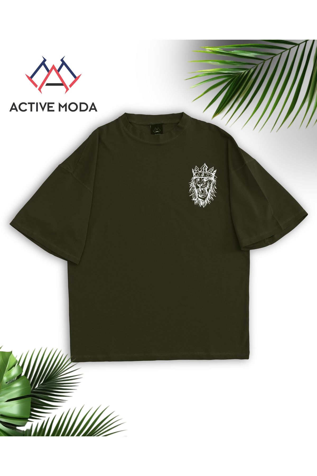 ACTIVE MODA - ERKEK KISA KOLLU TSHIRT BASKILI PAMUKLU OVERSİZE