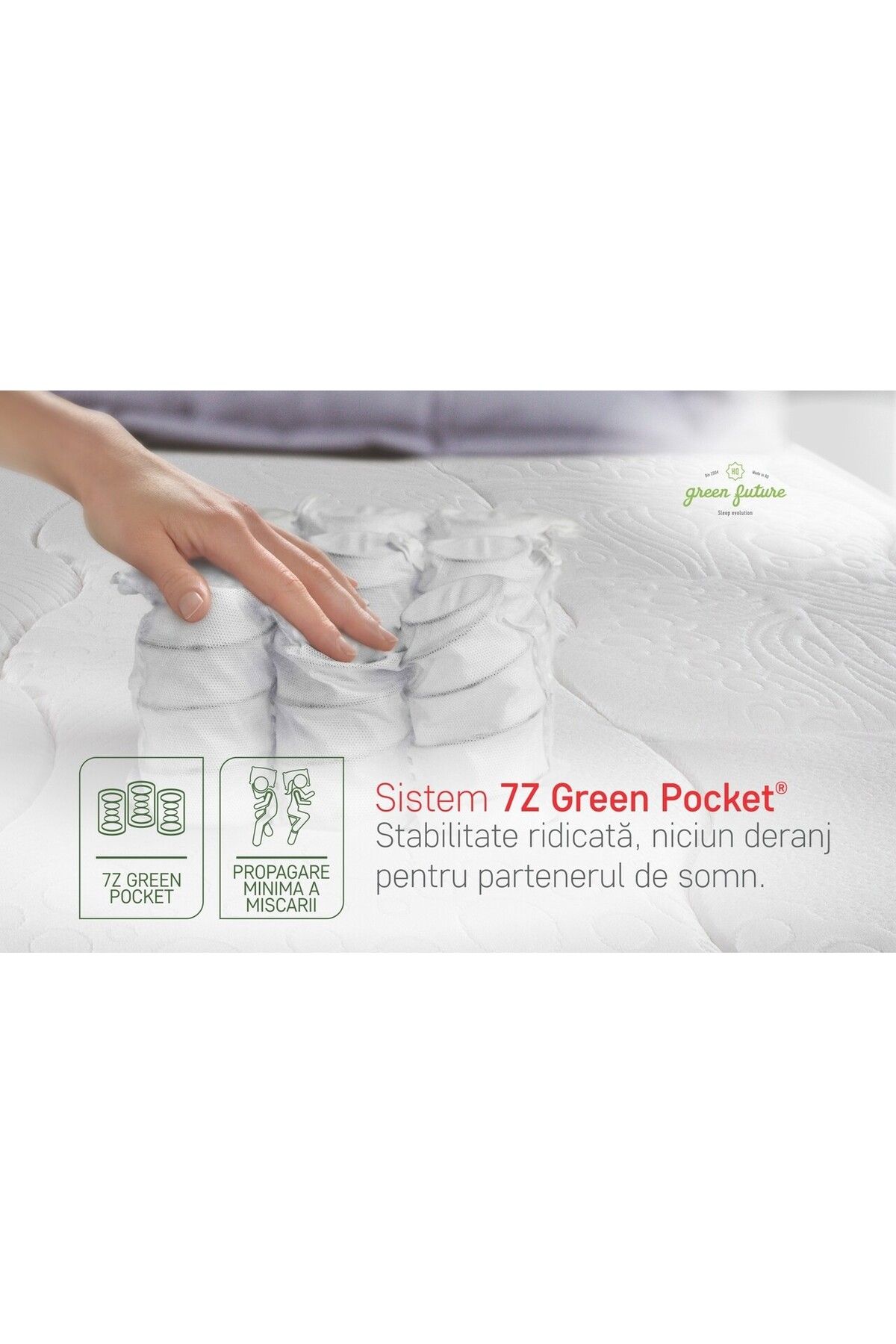 Green Future-Viktus Pocket Memory 7Z Comfort Mattress 160x200 cm, H 30 cm 7