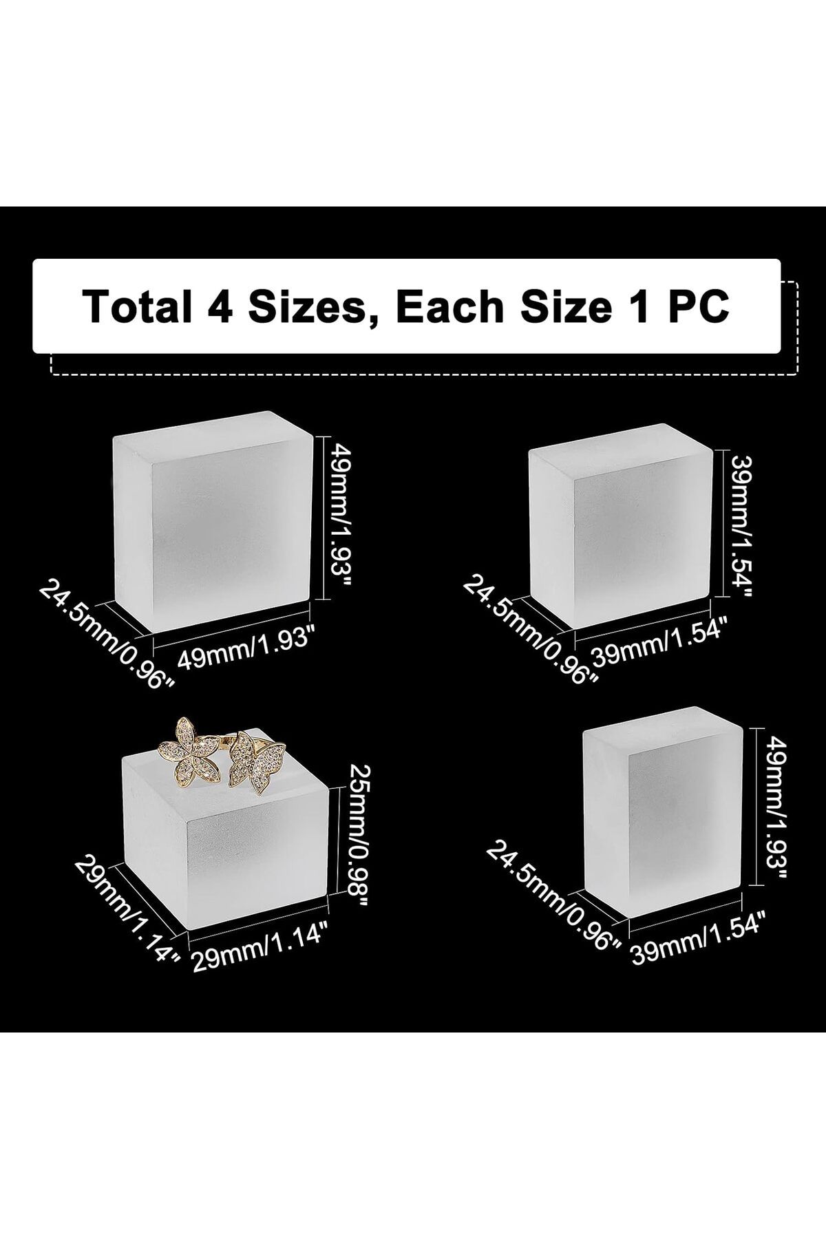 Generic-4pcs Solid Display Block 4 Style Forested Acrylic Display Stands 2