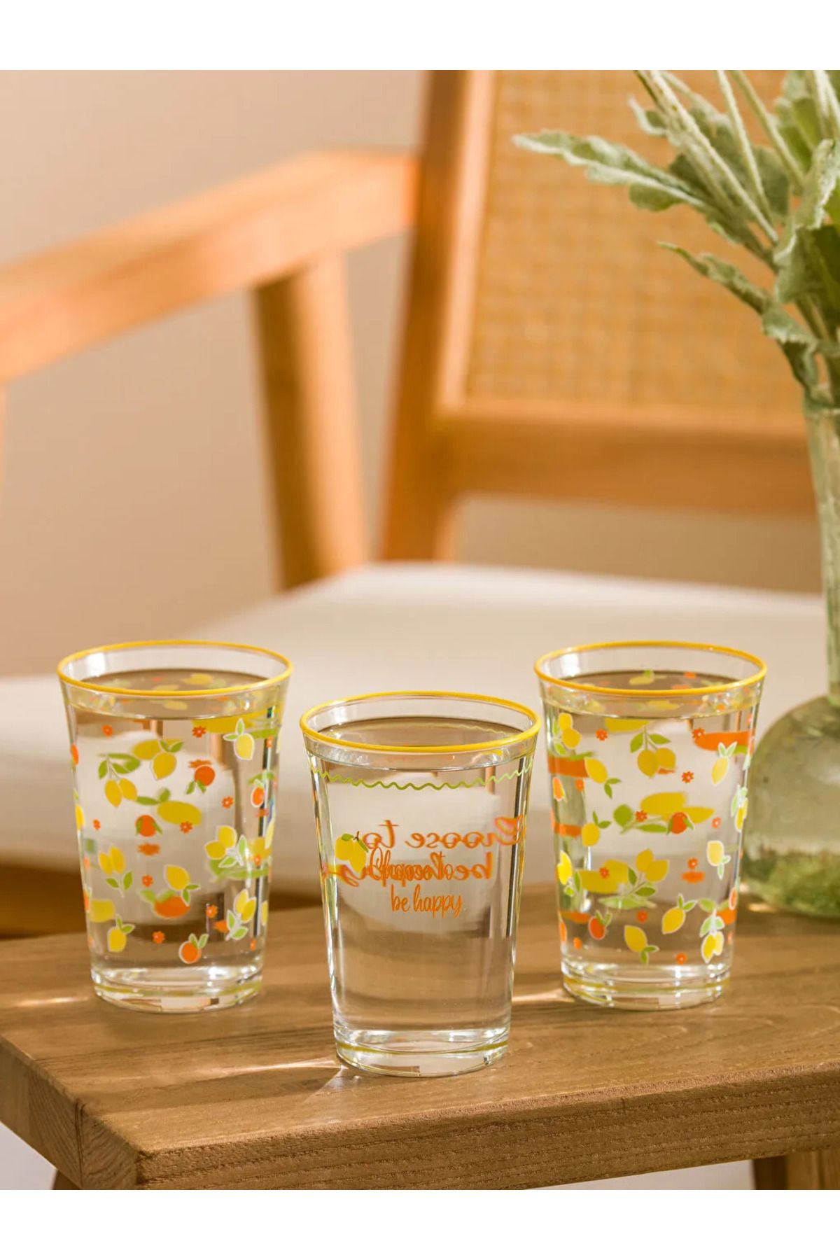 LC Waikiki LCW HOME Karışık Baskılı Cam Su Bardağı Seti 3'lü 350 ml