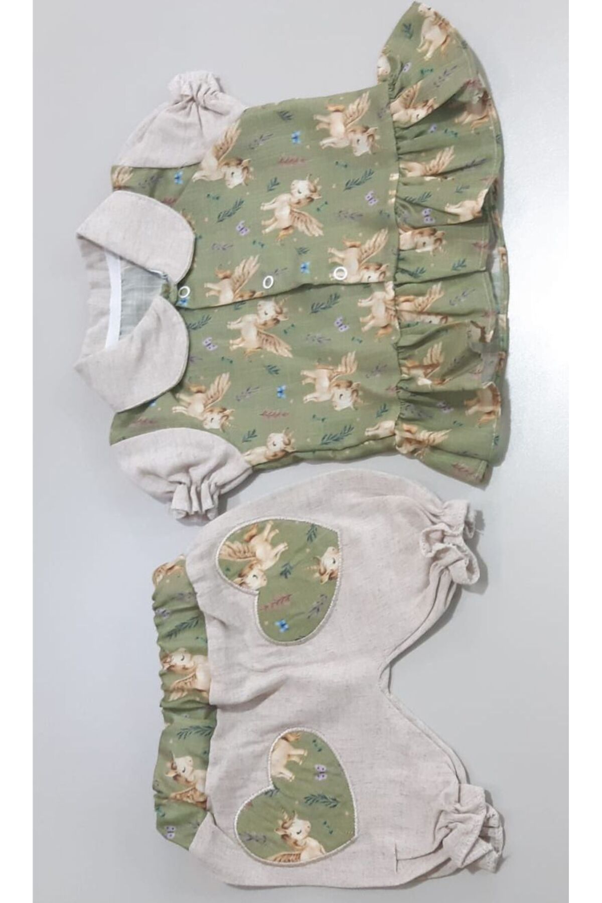 Sönmez Baby YAZLIK PAMUKLU KALPLİ ŞORTLU İKİLİ KIZ BEBE ÇOCUK TAKIM