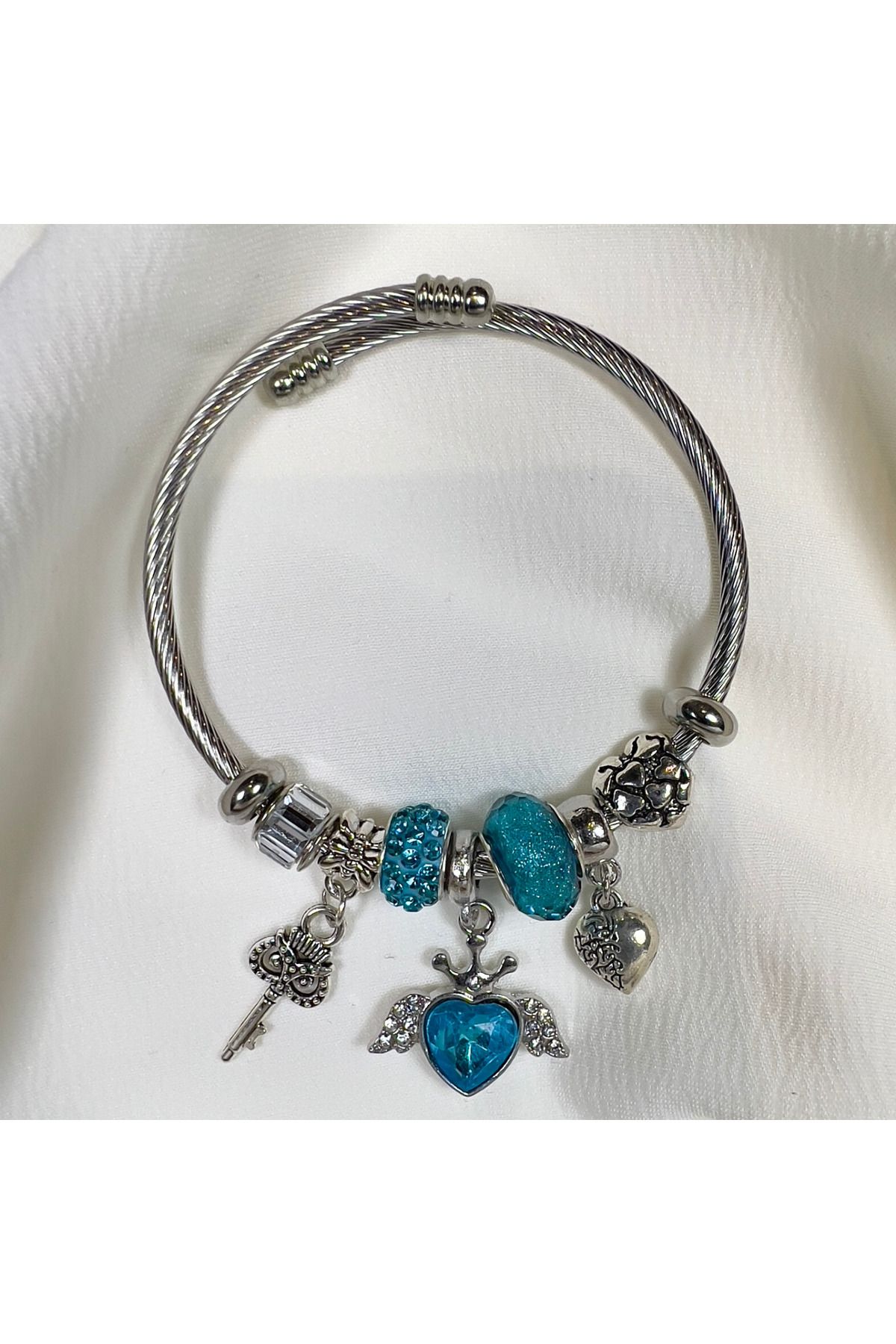 VÉROUNCE Ayarlanabilir Kadın Charm Bileklik - Bleu De L'amour