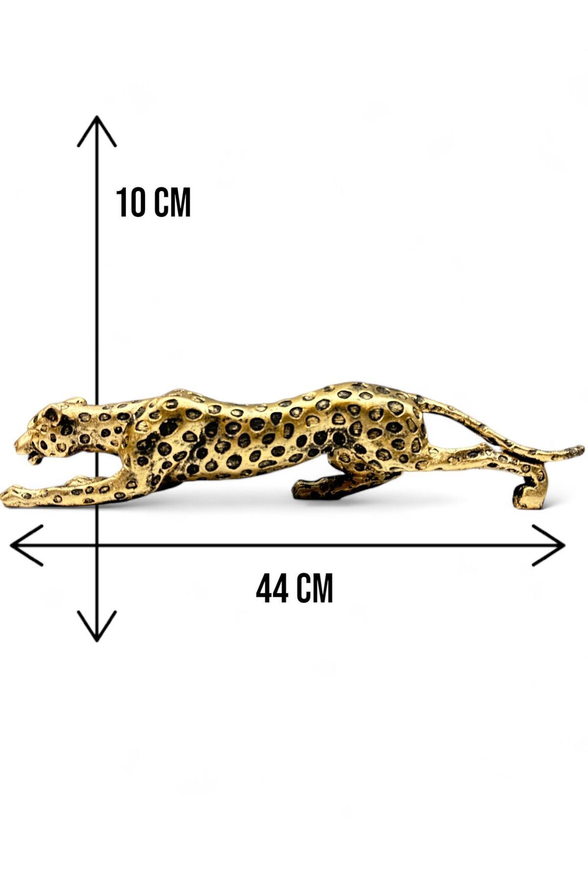 Elioure Şık Leopar Desenli Polyester Biblo, Gold ve Eşkitme Detaylar ile Dekorasyon İçin.