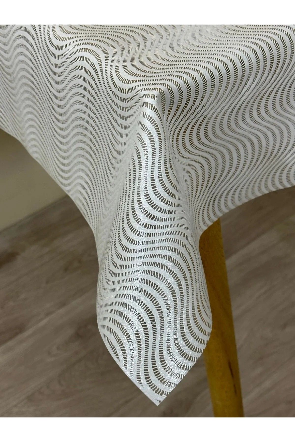 Rona Home Hasır Desen Lüks Pvc Silinebilir Masa Örtüsü SU Geçirmez Muşamba Sofra Bezi
