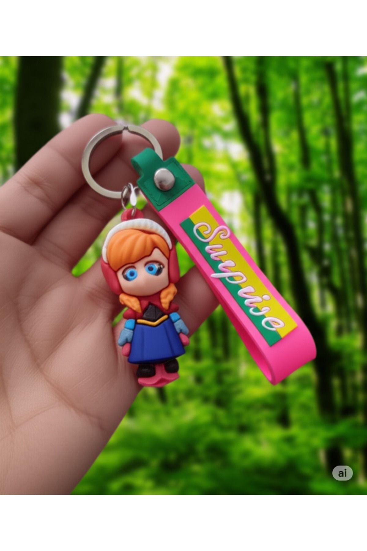 FAMEMUS ACCESSORY 3D Silikon Anna Karakterli Anahtarlık Hediyelik Çanta Aksesuar