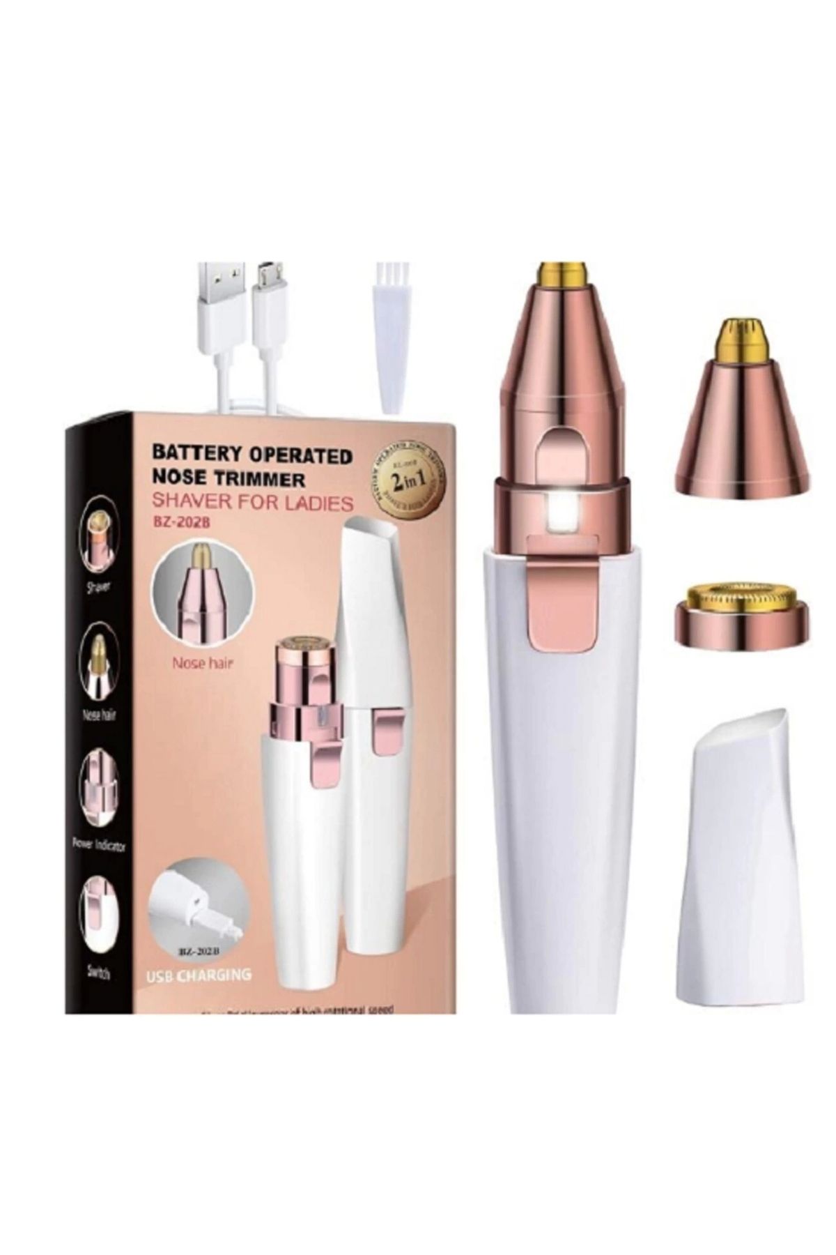 No8 Home Mini Şık Tasarım Iki Başlı Led Işıklı Şarjlı Ruj Epilatör Kaş Düzeltici Kadın Epilasyon Tıraş Aleti