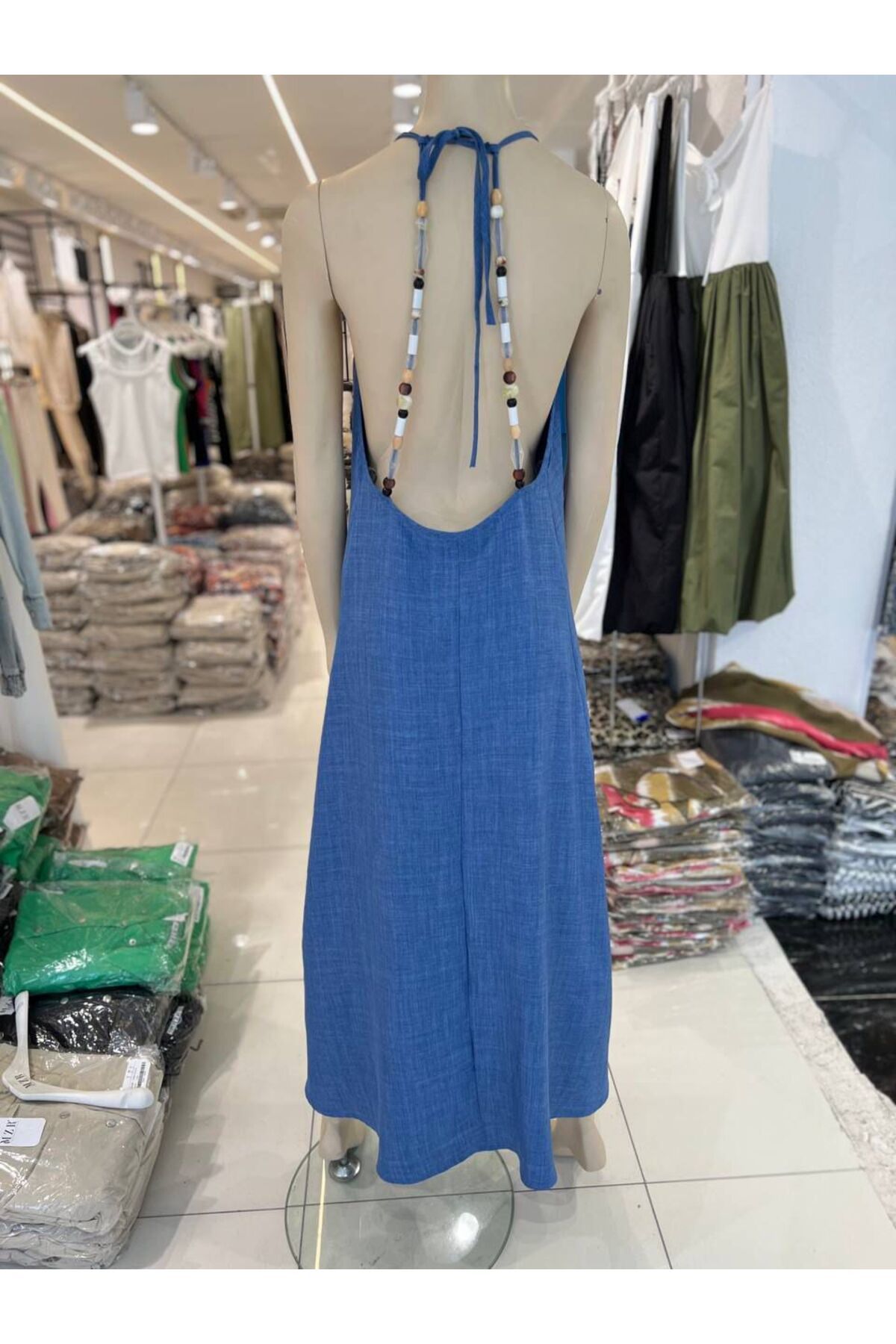 PG GİYİM SIRTI BONCUKLU ELBİSE- 22087