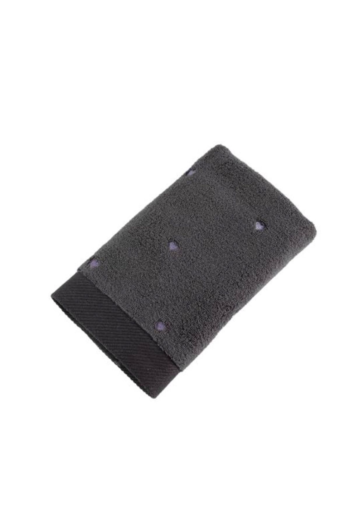 Vemora Hobby Lubow Love Koyu Gri Lila Nakışlı 50x90 6'lı Havlu Seti