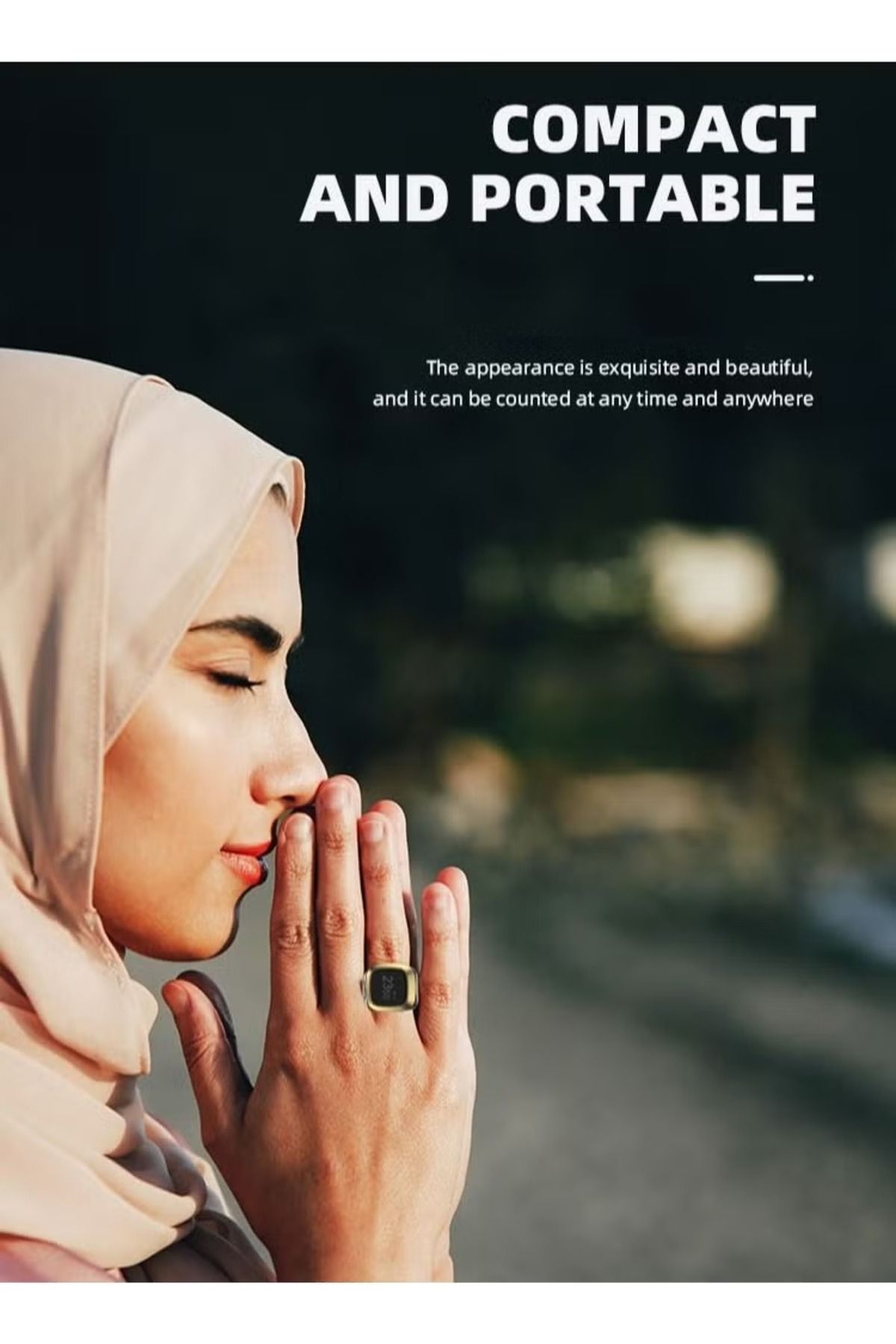 iqibla-خاتم ذكر ذكي مقاس 22 مم مع تذكير بالاهتزاز وعداد تسبيح واتصال بلوتوث 6