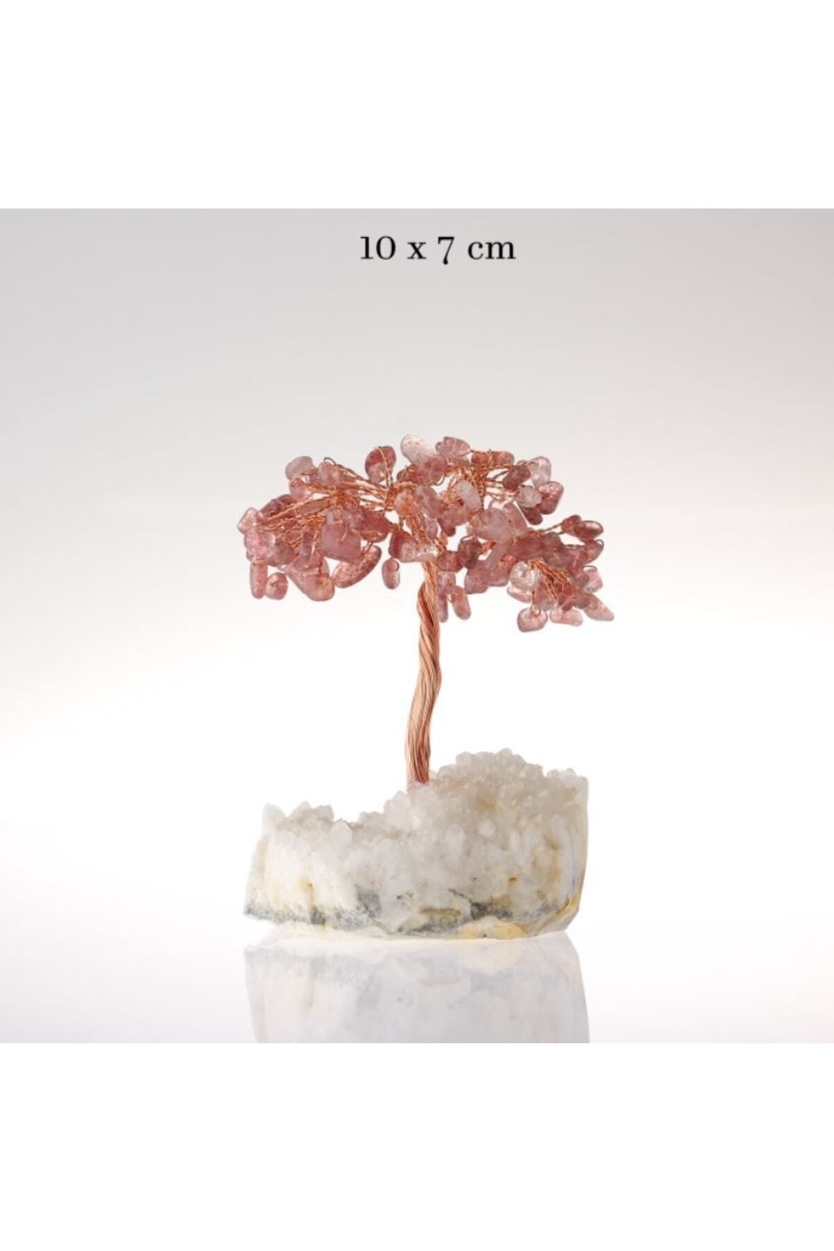 Elioure Doğal Çilek Kuvars Ağaç, 10x7 cm, Şifa ve Enerji Kaynağı