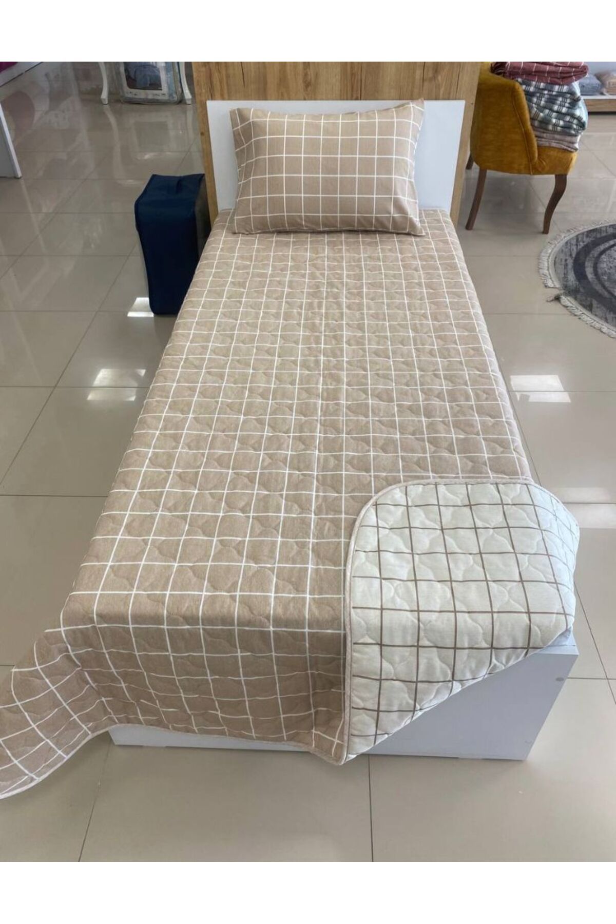 VİLERA HOME EKOSELİ ÇİFT YÖNLÜ YASTIK KILIFLI 155*215 ÇOK AMAÇLI YATAK ÖRTÜSÜ