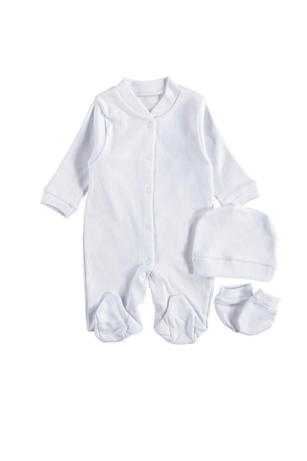 teknotrust Unisex Bebek Düz Beyaz 3 Parça Tulum, şık ve rahat uyum sağlar
