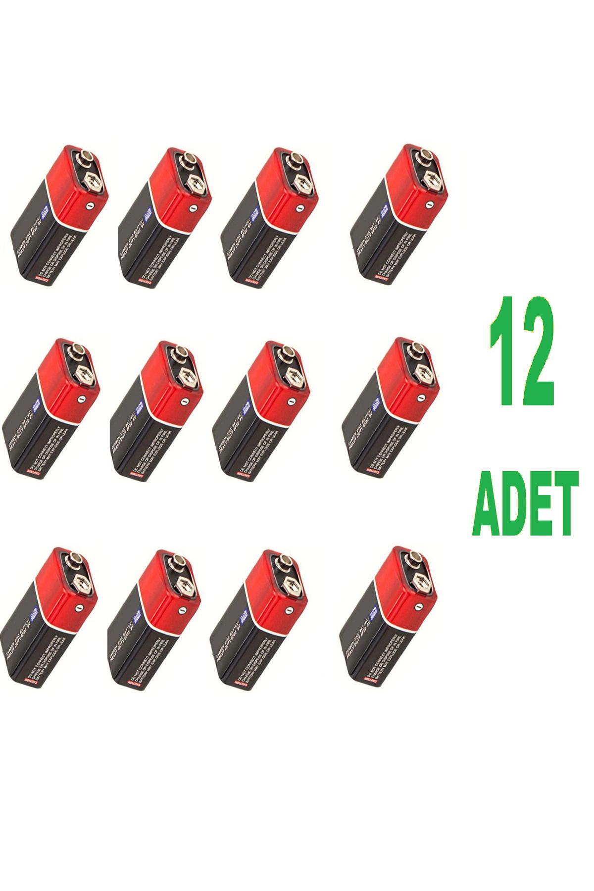 YALX 12 ADET 9 Volt Pil - 9V Oyuncak Araba Radyo Telsiz Duman dedektörü Drone El feneri Kumanda Pili