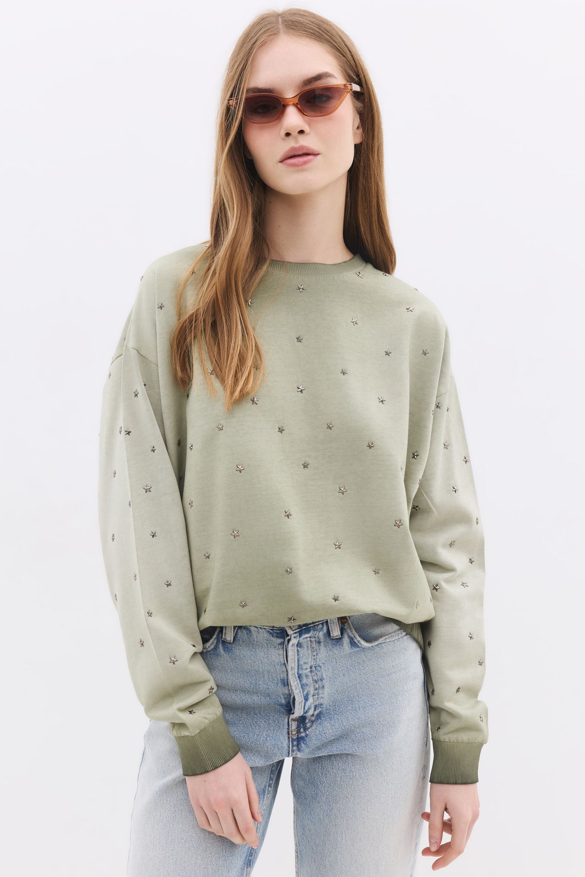 No Matter What Yıldız Baskılı Yıkamalı Sweatshirt