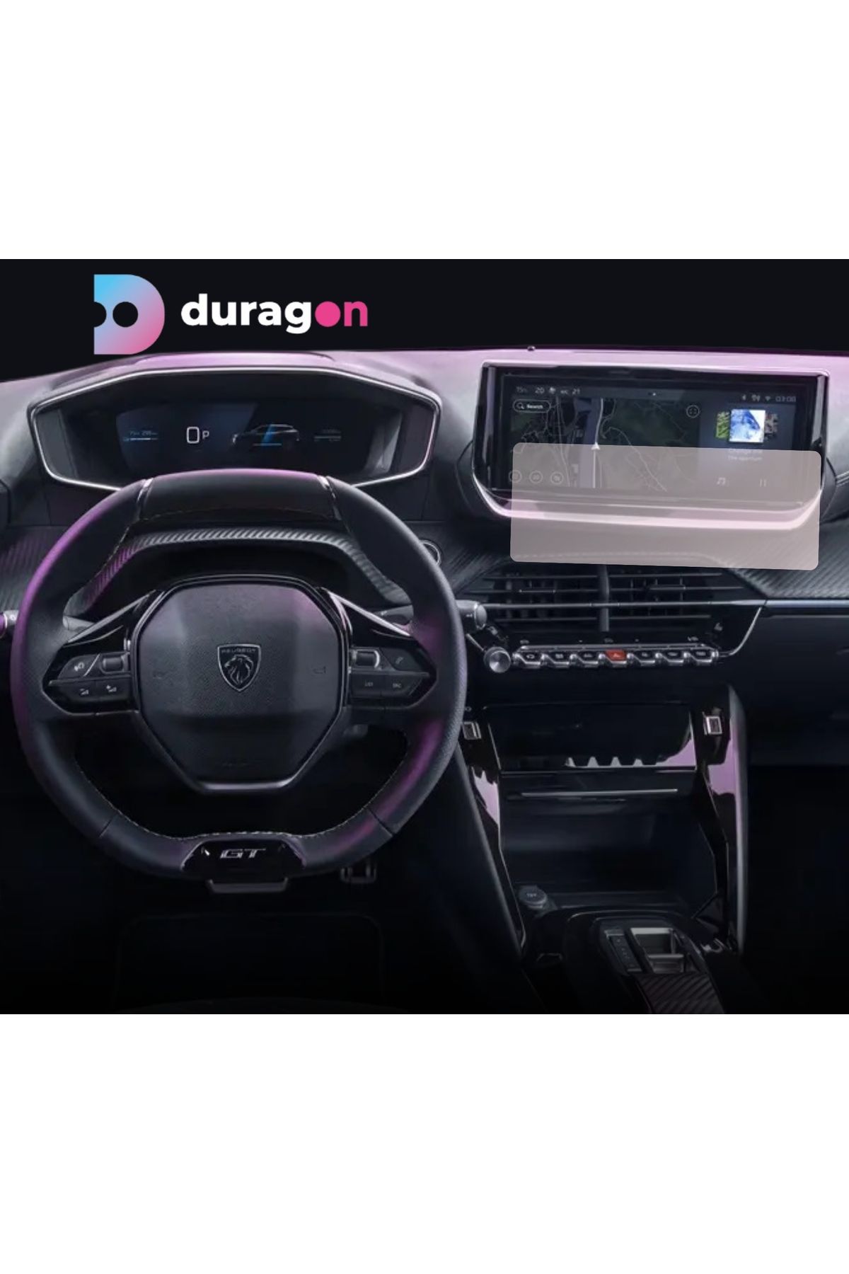 Citroen / Peugeot-Navigation Protection Film Peugeot 2008 2023+, Duragon, silicone, installation kit 2