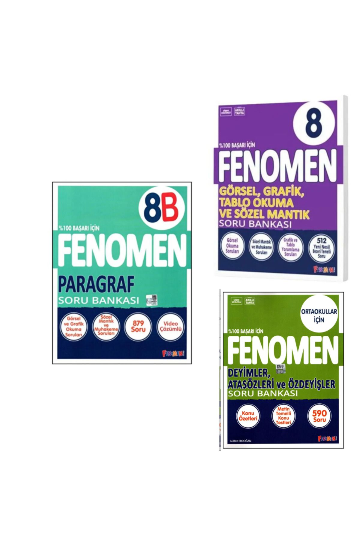 Fenomen Yayıncılık FENOMEN 8B PARAGRAF + GÖRSEL GRAFİK TABLO OKUMA + DEYİMLER ATASÖZLERİ 2025-2026