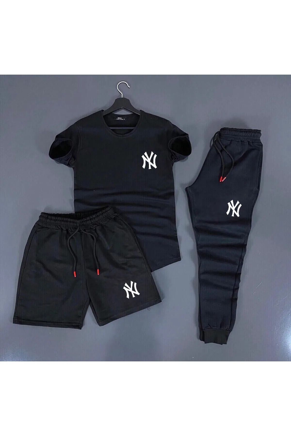 CALP TEKS NY BASKILI SORT/T-SHIRT/EŞOFMAN 3'LÜ TAKIM