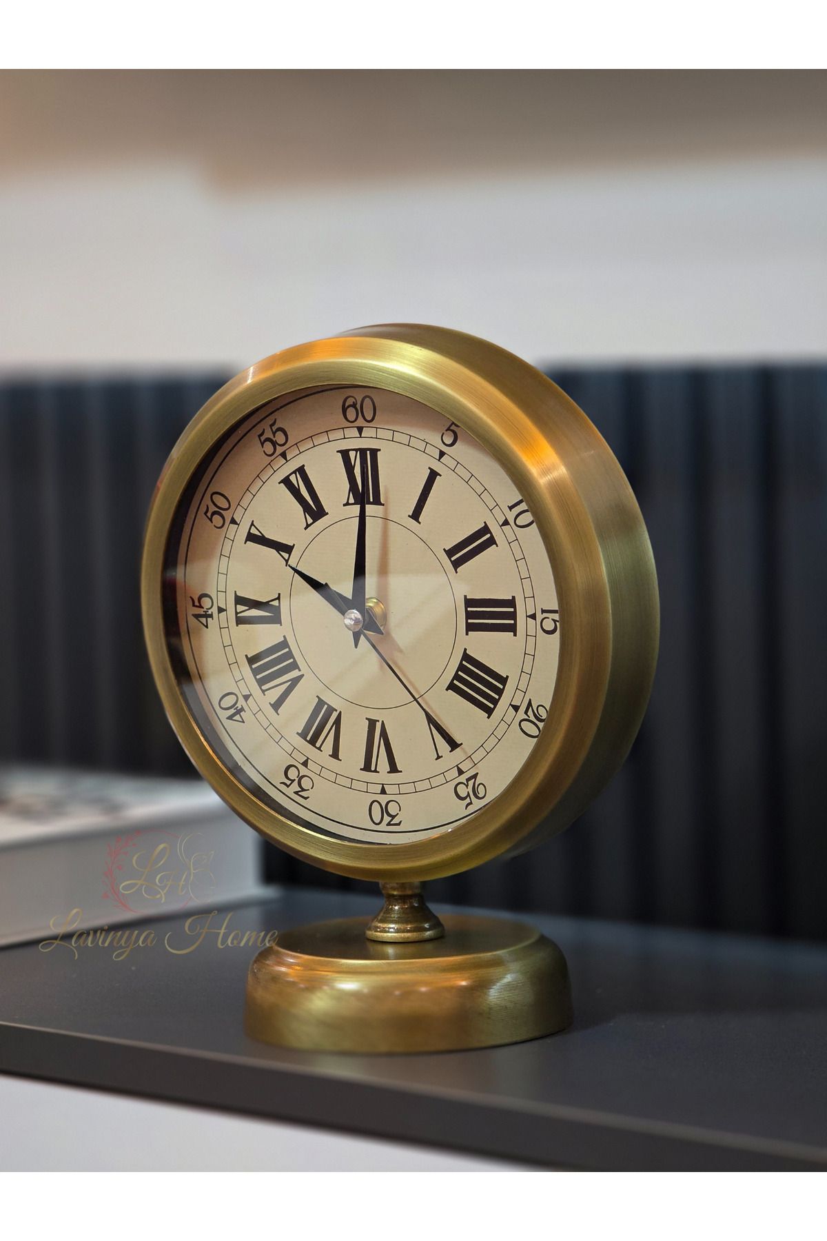 LH Lavinya Home Saat 25x20 cm Lüks Metal Eskitme Masa Üstü | Dekoratif ve Şık Tasarım