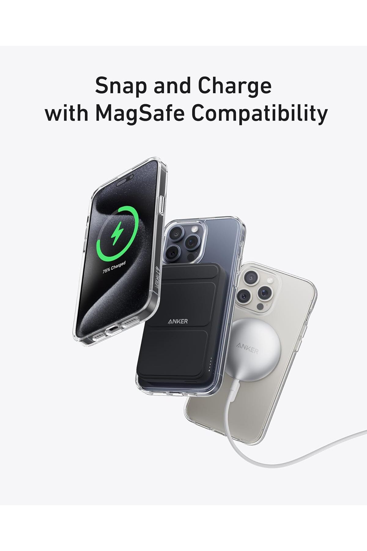 Anker-جراب حماية مغناطيسي شفاف لهاتف iPhone 15 Pro - نحيف للغاية ومتين مع MagSafe C 9