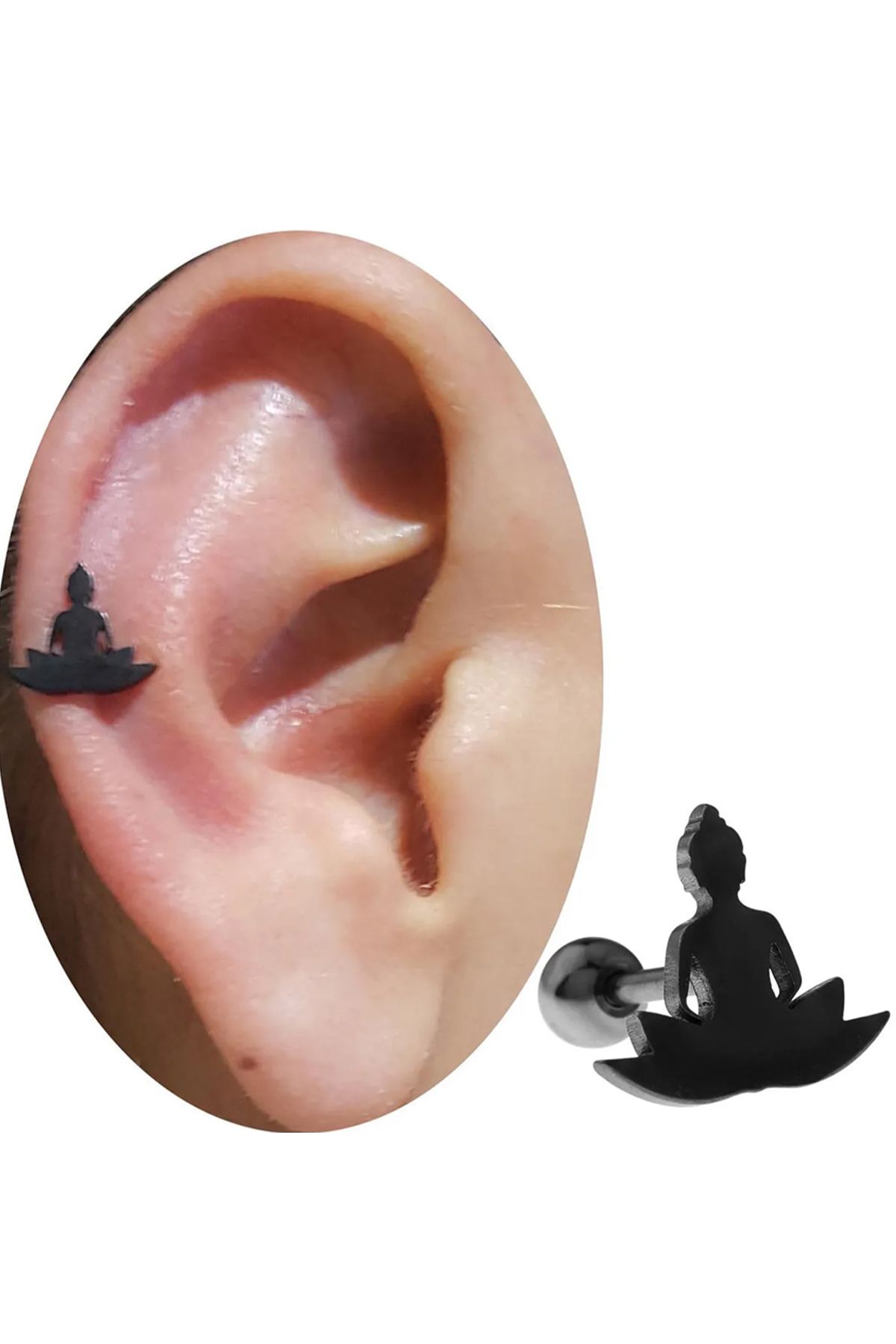 Cadının Dükkanı Çelik Shiva Siyah Tragus Helix Kıkırdak Piercing
