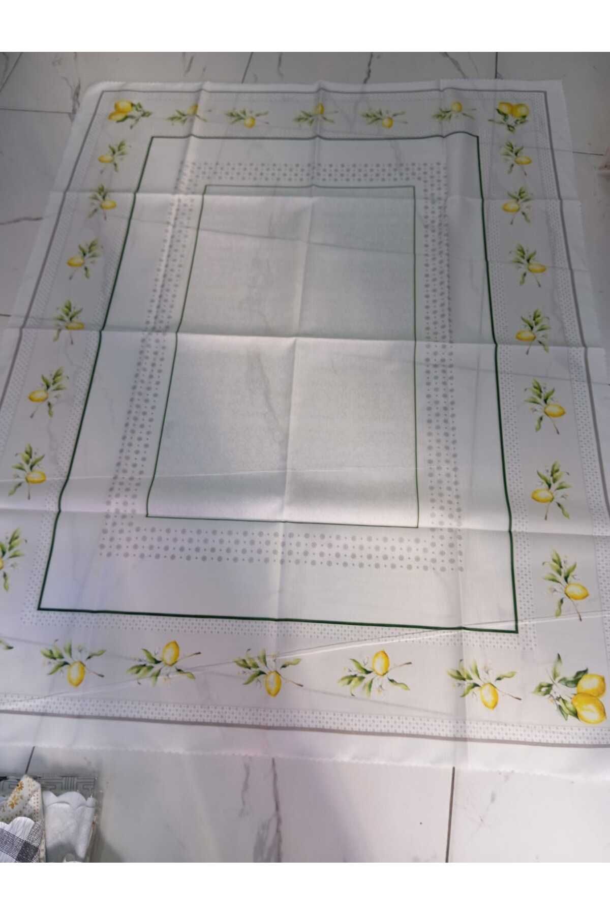 Elisam 4 Kişilik Dertsiz Leke Tutmaz Masa Örtüsü (Limon Desenli)