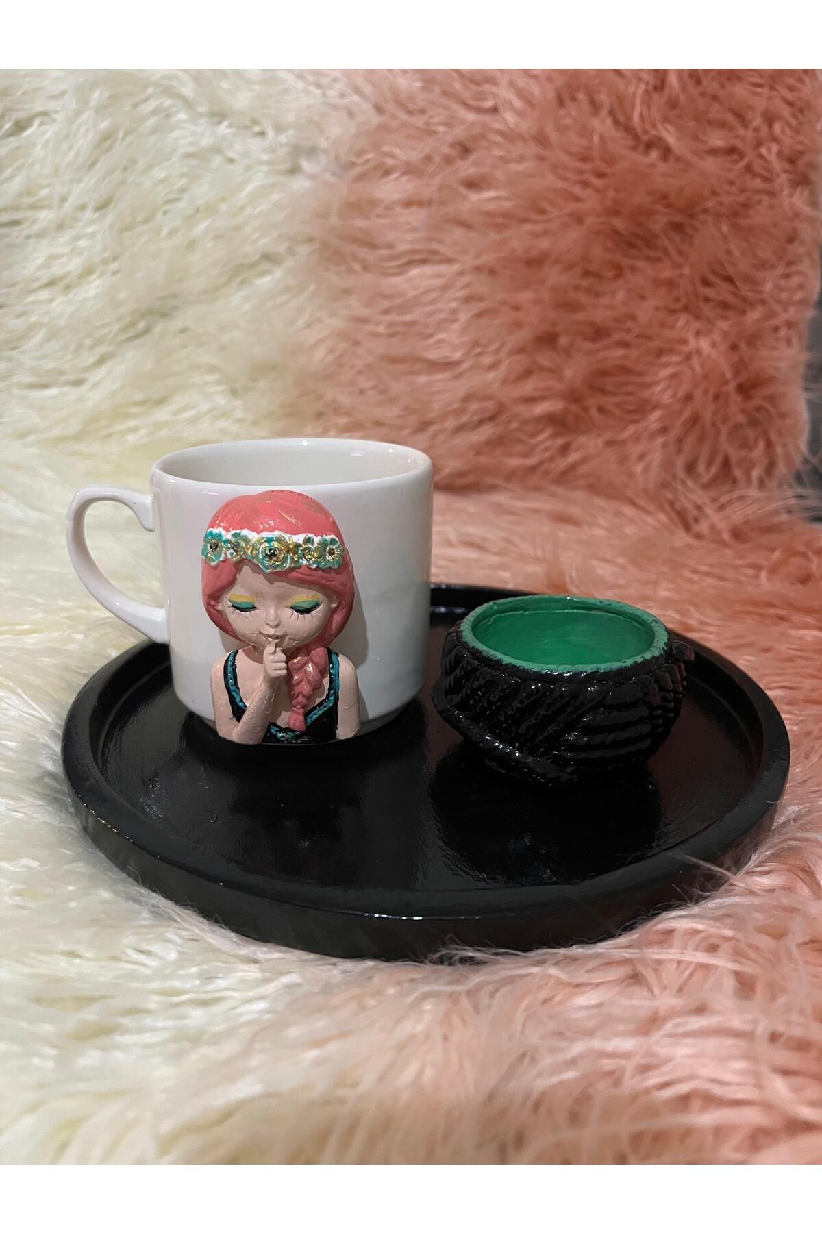 CHERİSH Pembe saçlı kız kahve fincanı