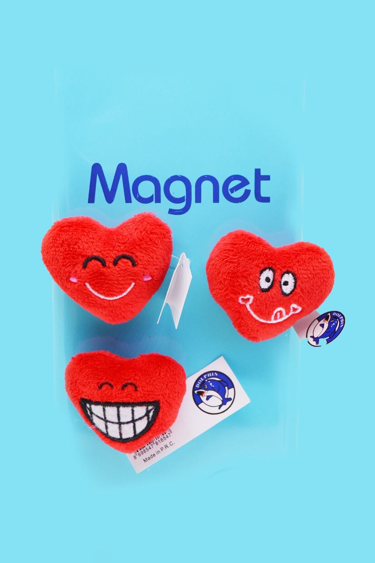 teknotrust Kırmızı Kalp Peluş Figürlü Magnet 3'lü Set, sevimli ve renkli dekorasyon ürünü