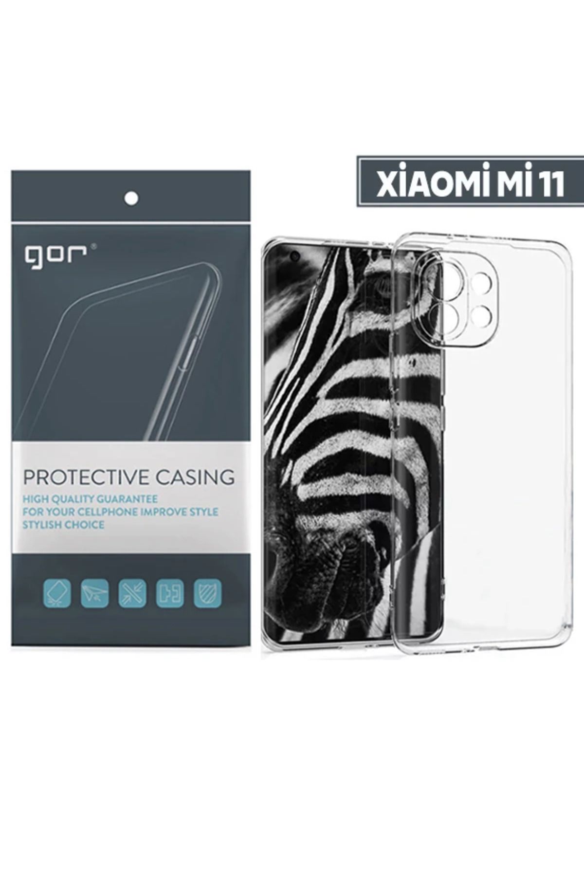 Marsilyan GOR Xiaomi Mi 11 Kılıf Kamera Korumalı Şeffaf Silikon Kılıf-(5775) - MCT4277-6868