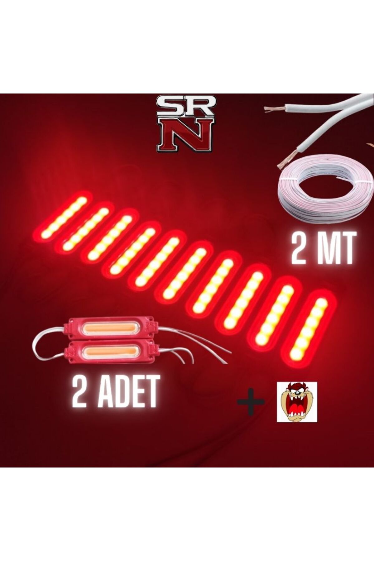 GMS Cg Cup Depo Çamurluk Yan Kapak uyumlu 12v Kırmızı Parmak Led 2 Adet + 2 MT Kablo+Tzmanya sticker SRN