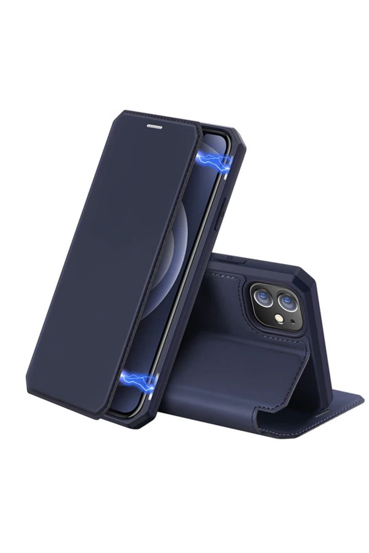 LaCend DUX DUCİS iPhone 12 Mini Kılıf Mıkantıslı Kapaklı Flip Cover Kılıf Skin X S - LC3301-2473