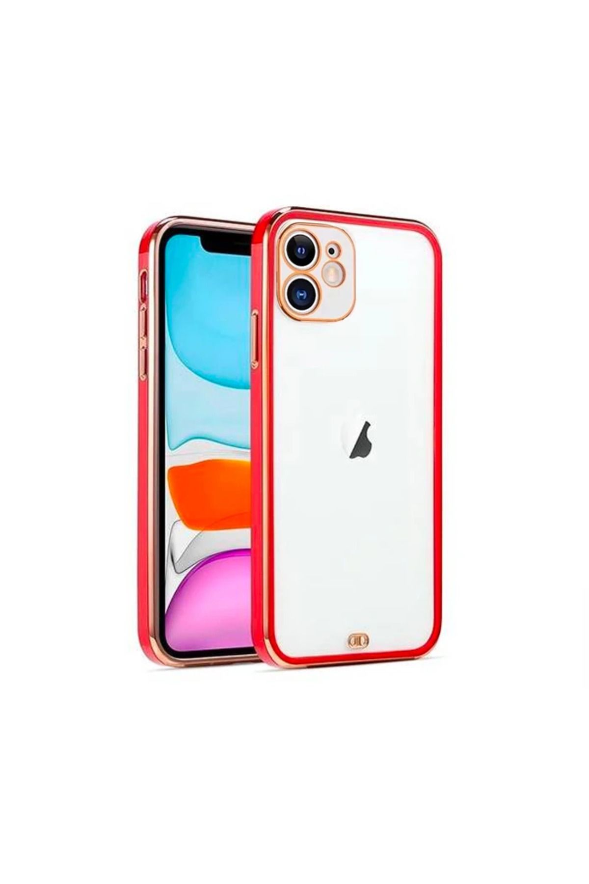 LaCend iPhone 11 6.1inç Gold Çerçeve Kamera Korumalı Silikon Bumper Kılıf-(5775) - LC7152-3982
