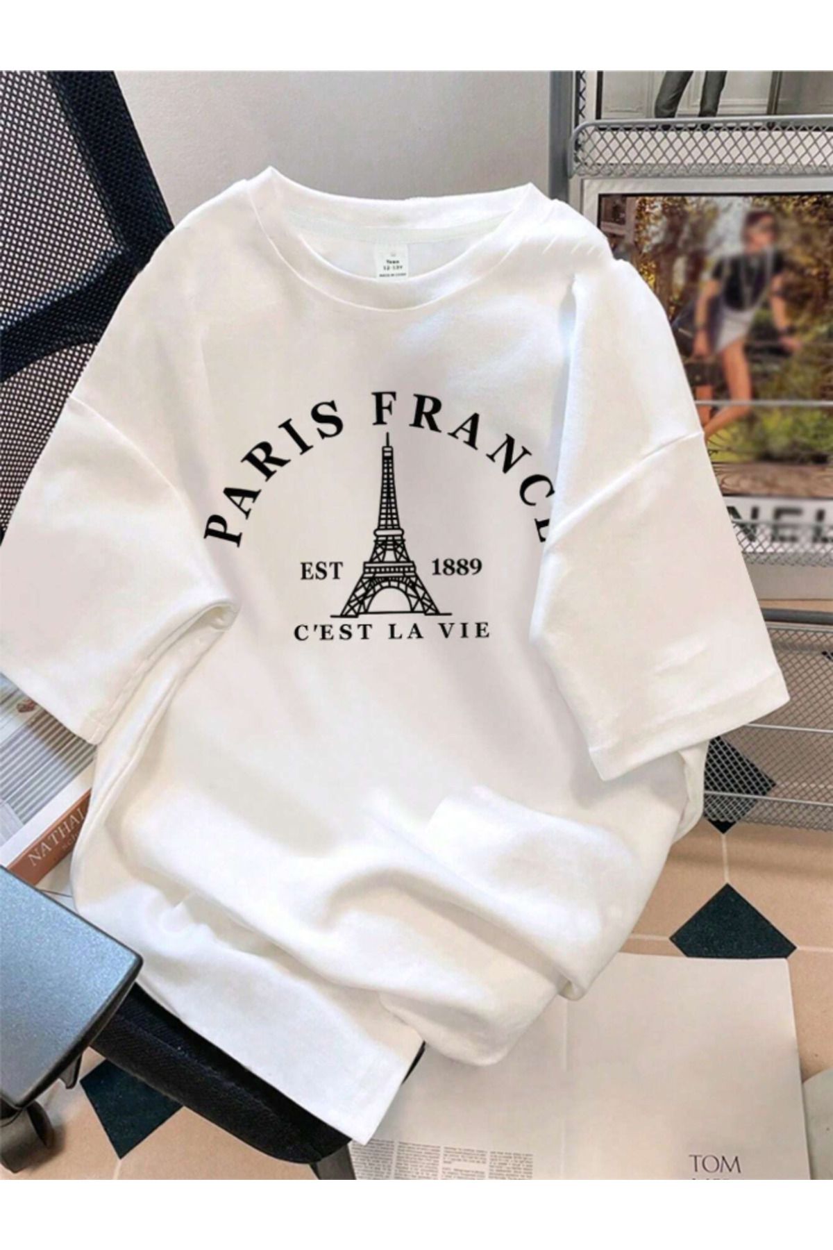COHERENT Unisex Erkek/Kadın France Özel Baskılı Oversize Pamuklu T-Shirt