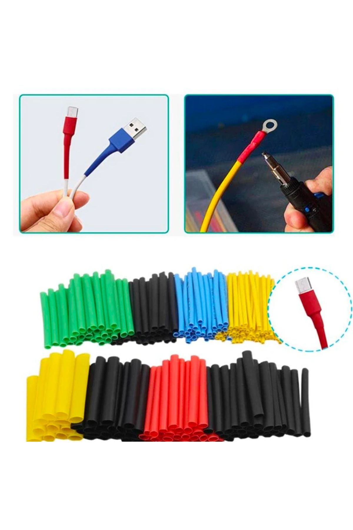 Marsilyan Ally 5 Renk Makaron Isı İle Daralan Kablo Seti 530 Adet 8 Boy Set-(5775) - Mct9954-9082