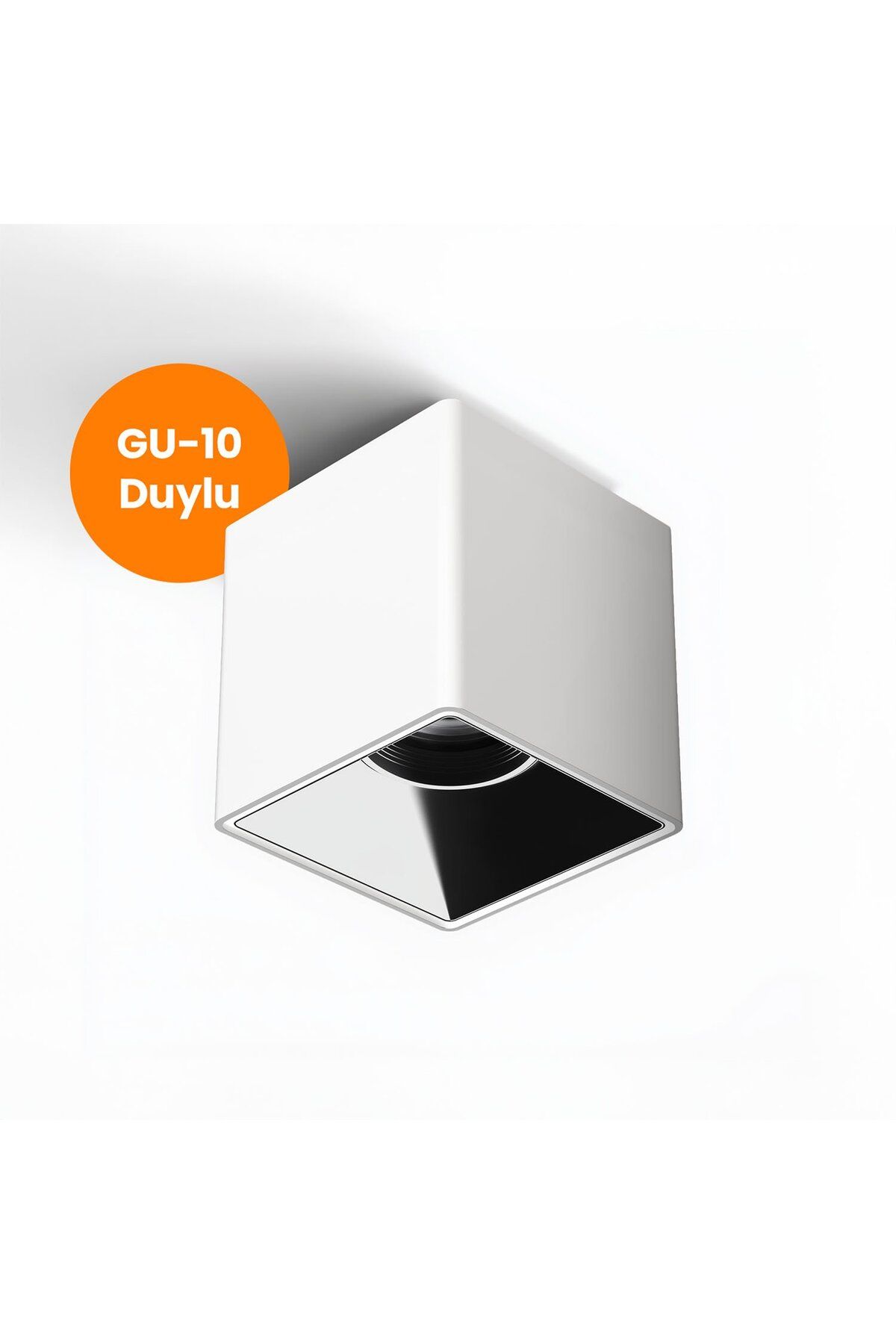 MAXLED Kare Dekoratif Armatür Beyaz-Platin Maxled MX-3524 (100mm)