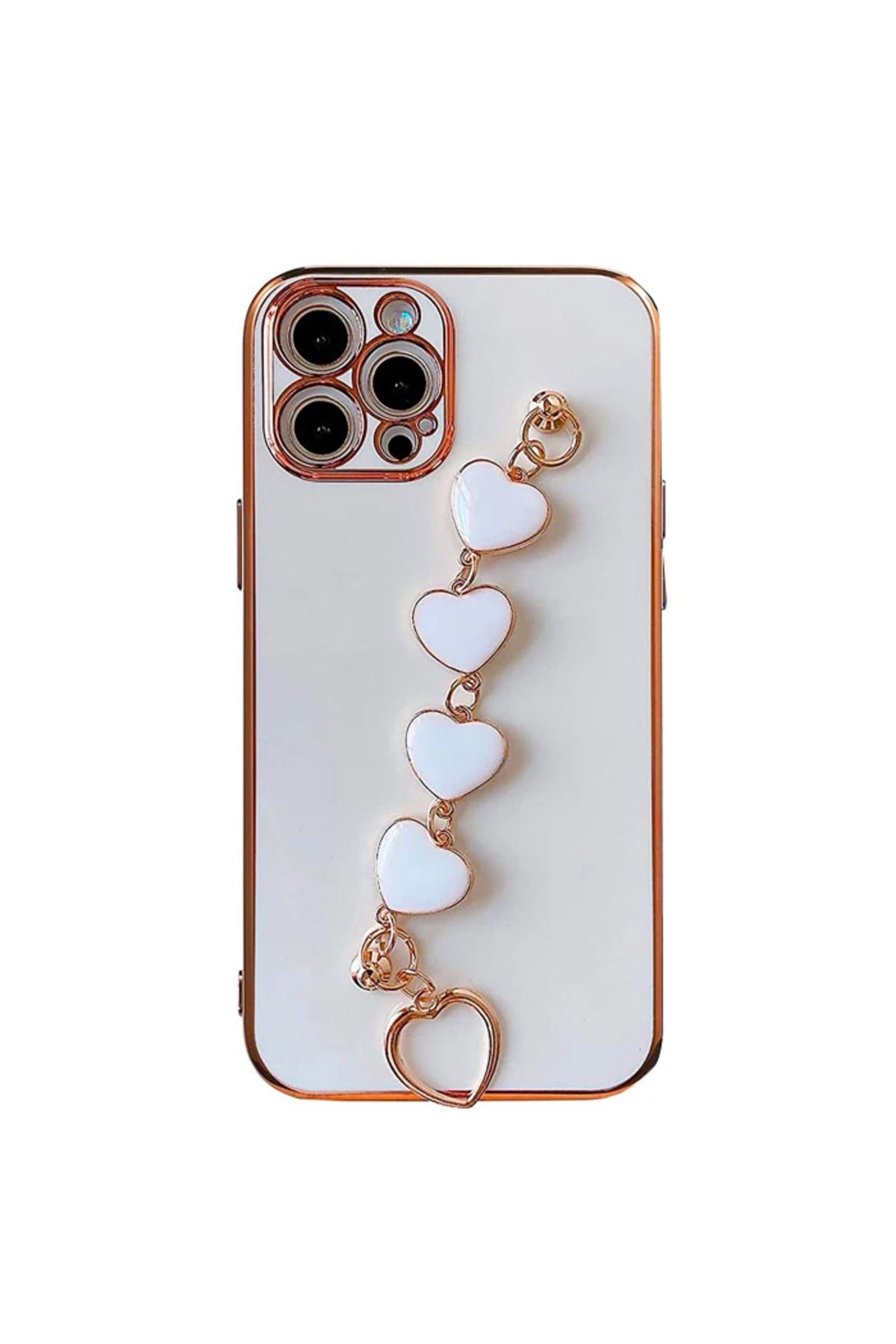 demila Ally iPhone 11 Pro Max 6.5inç Kılıf Kalp Bileklik Tutuculu Lüx Silikon Askılı - MLA1589-7272