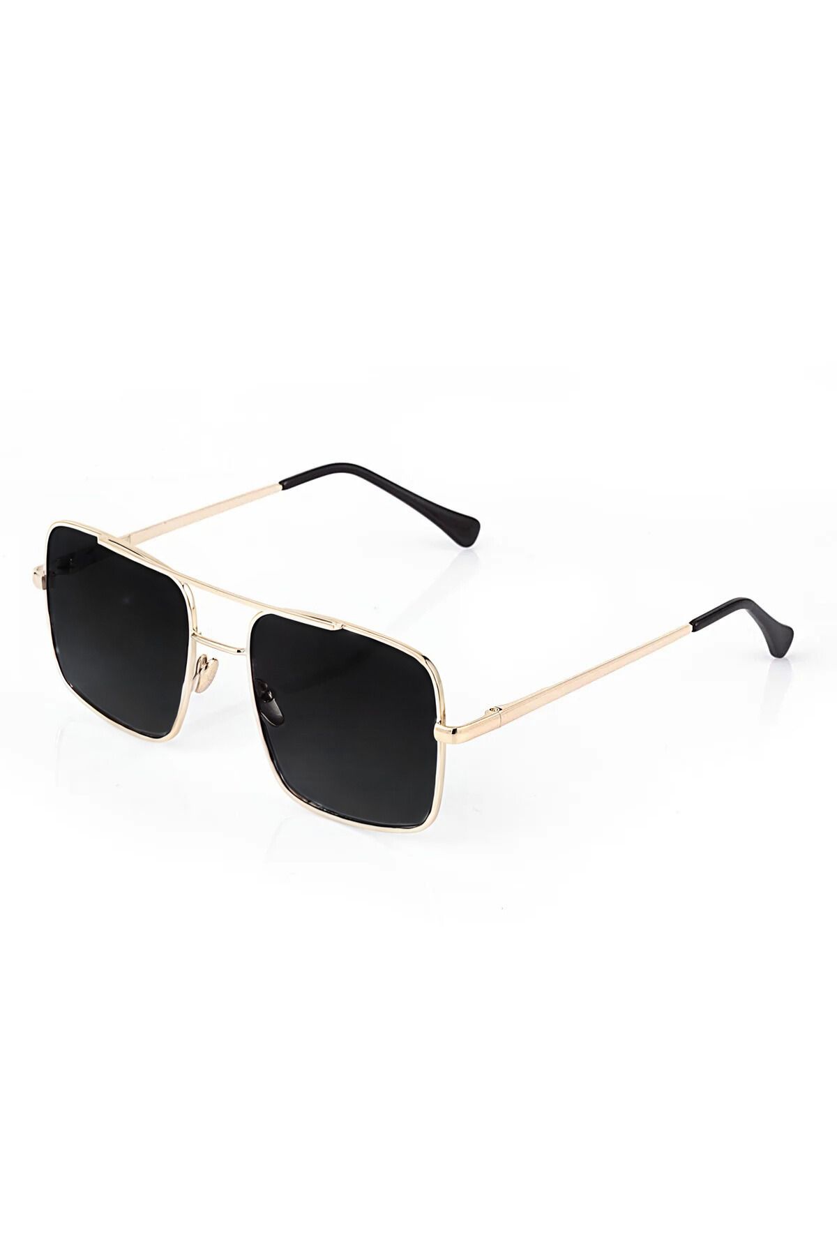 Chunky Frame Unısex Gold Siyah Pilot Güneş Gözlüğü