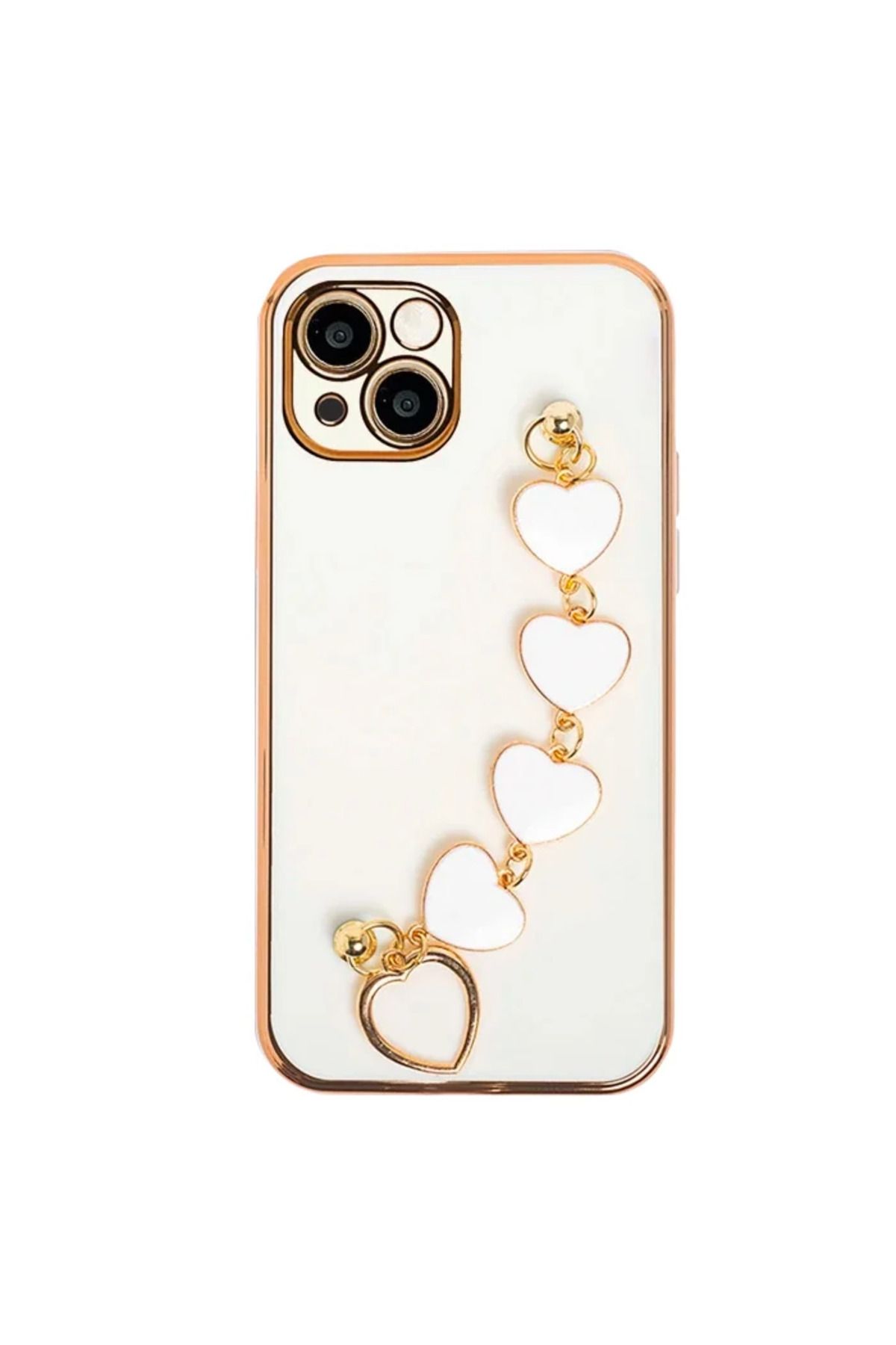 Marsilyan Ally iPhone 13 6.1inç Kılıf Kalp Bileklik Tutuculu Lüx Silikon Askılı Kılıf- - MCT4668-7985