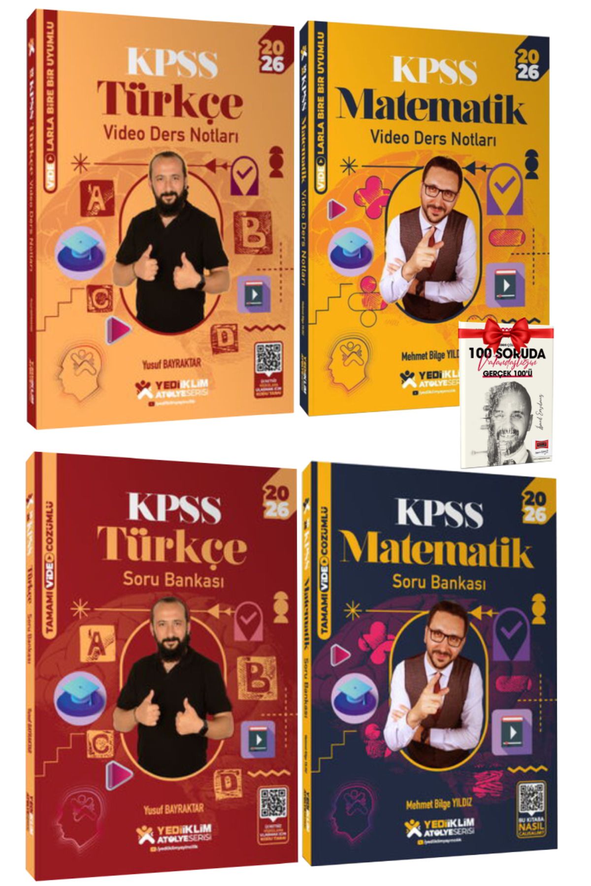 Yediiklim Yayınları 2026 KPSS Türkçe Video Ders Notu+ Mehmet Bilge Yıldız Matematik Video Ders Notu+ Soru Bankası Seti
